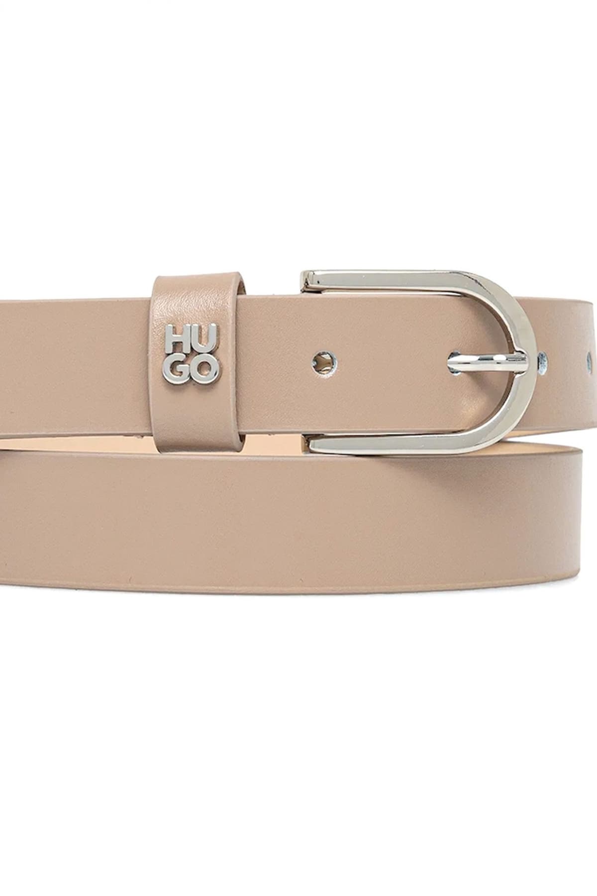 HUGO ΖΩΝΗ ZOEY_HU-GO_SZ25 ΔΕΡΜΑ LOGO ΜΕΤΑΛΛΙΚΟ ΜΠΕΖ