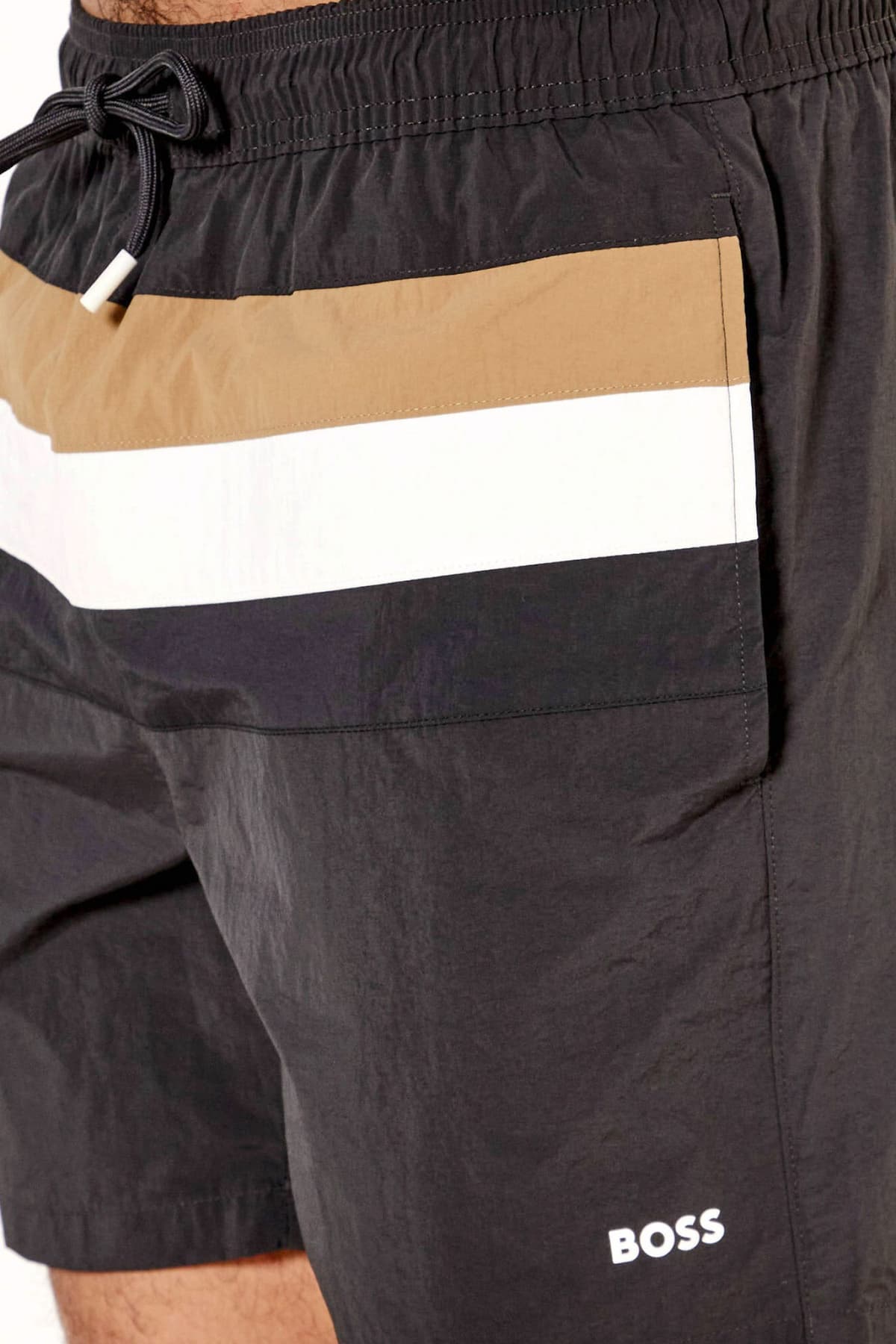 BOSS BEACHWEAR ΜΑΓΙΩ LOUIS ΜΑΥΡΟ-ΜΠΕΖ-ΛΕΥΚΟ