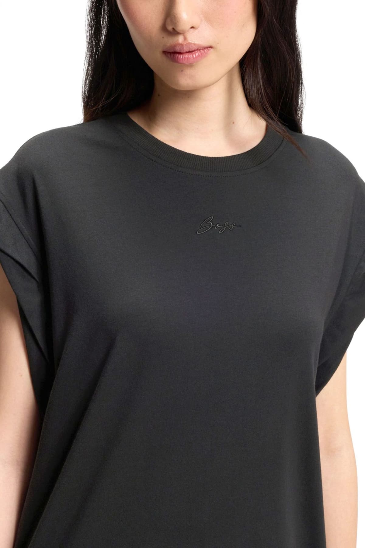 BOSS CASUAL ΦΟΡΕΜΑ MIDI C_EDRESS_5 ΑΝΟΙΓΜΑΤΑ ΚΑΤΩ LOGO ΜΑΥΡΟ