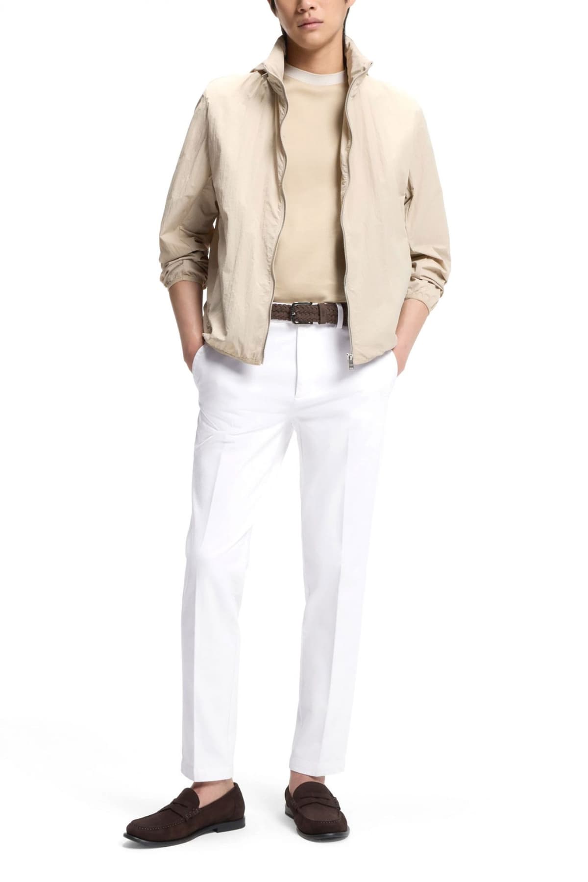 BOSS ΠΑΝΤΕΛΟΝΙ CHINO SLIM FIT HIGH MOTION H-KAITON1 ΛΕΥΚΟ