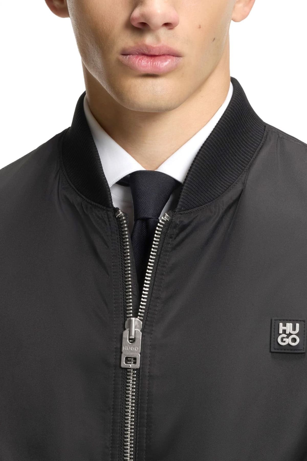 HUGO ΜΠΟΥΦΑΝ BOMBER BADAM2611 LOGO ΜΕΤΑΛΛΙΚΟ ΜΑΥΡΟ