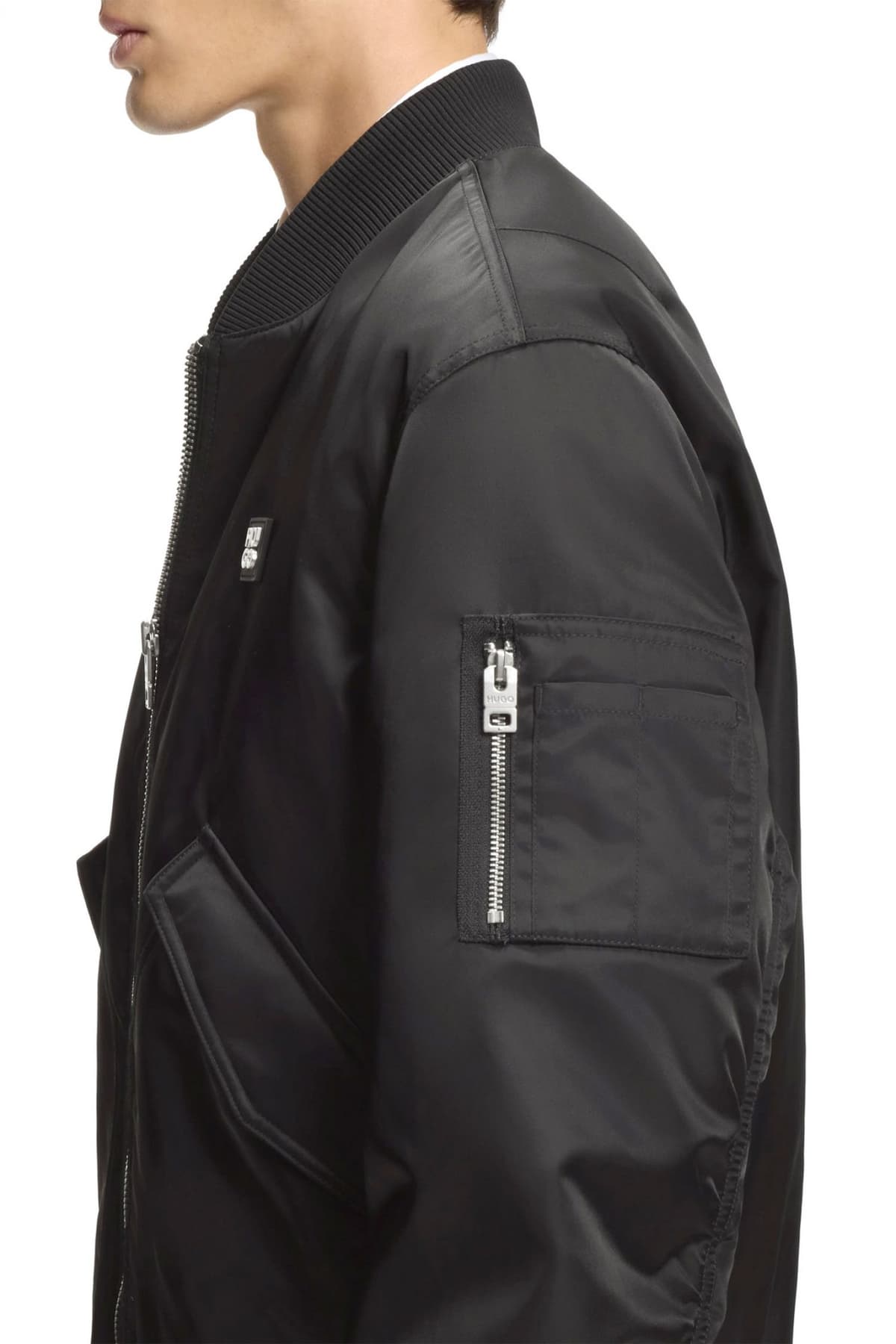 HUGO ΜΠΟΥΦΑΝ BOMBER BADAM2611 LOGO ΜΕΤΑΛΛΙΚΟ ΜΑΥΡΟ