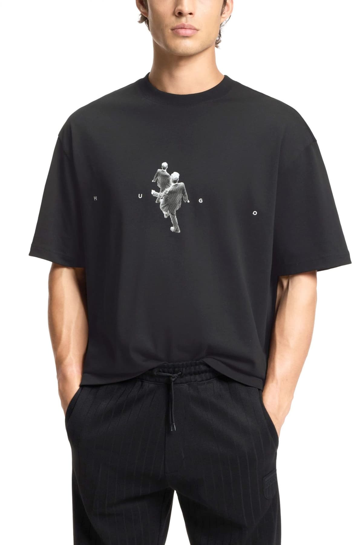 HUGO T-SHIRT DOLLO LOGO ΜΑΥΡΟ