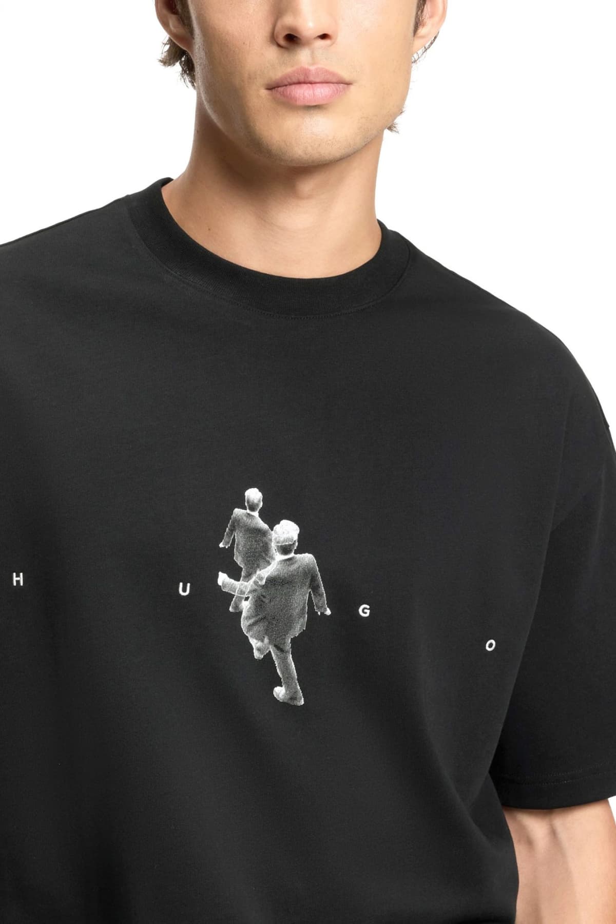 HUGO T-SHIRT DOLLO LOGO ΜΑΥΡΟ