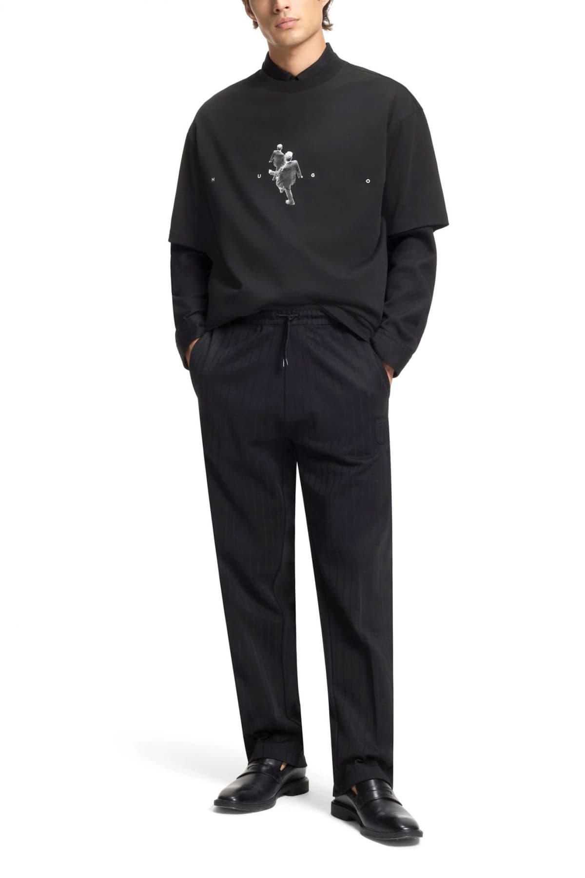 HUGO T-SHIRT DOLLO LOGO ΜΑΥΡΟ