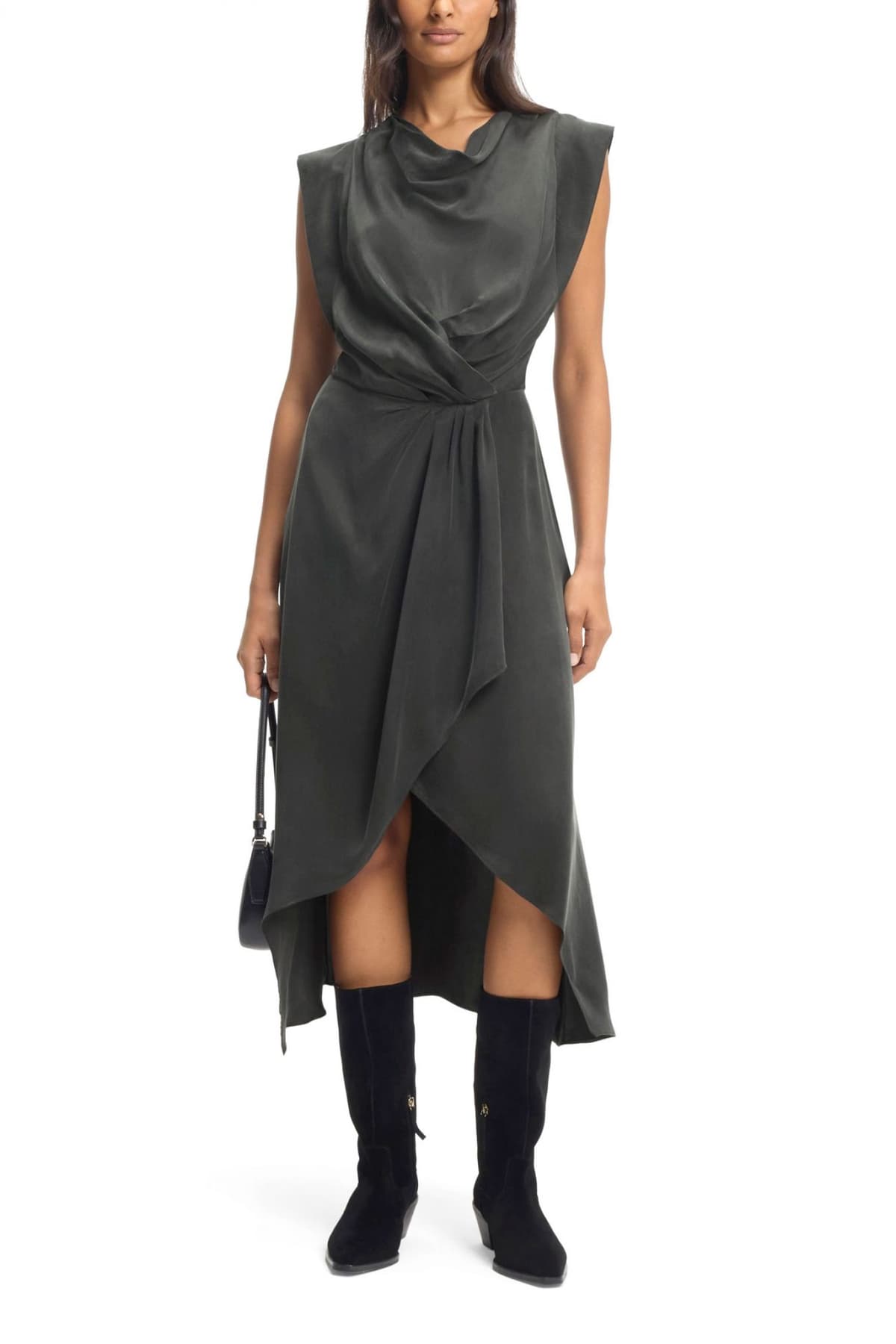 BOSS CASUAL ΦΟΡΕΜΑ C_DRATTY MIDI ΝΤΡΑΠΕ ΑΝΟΙΓΜΑ ΚΑΤΩ ΓΚΡΙ-ΧΑΚΙ