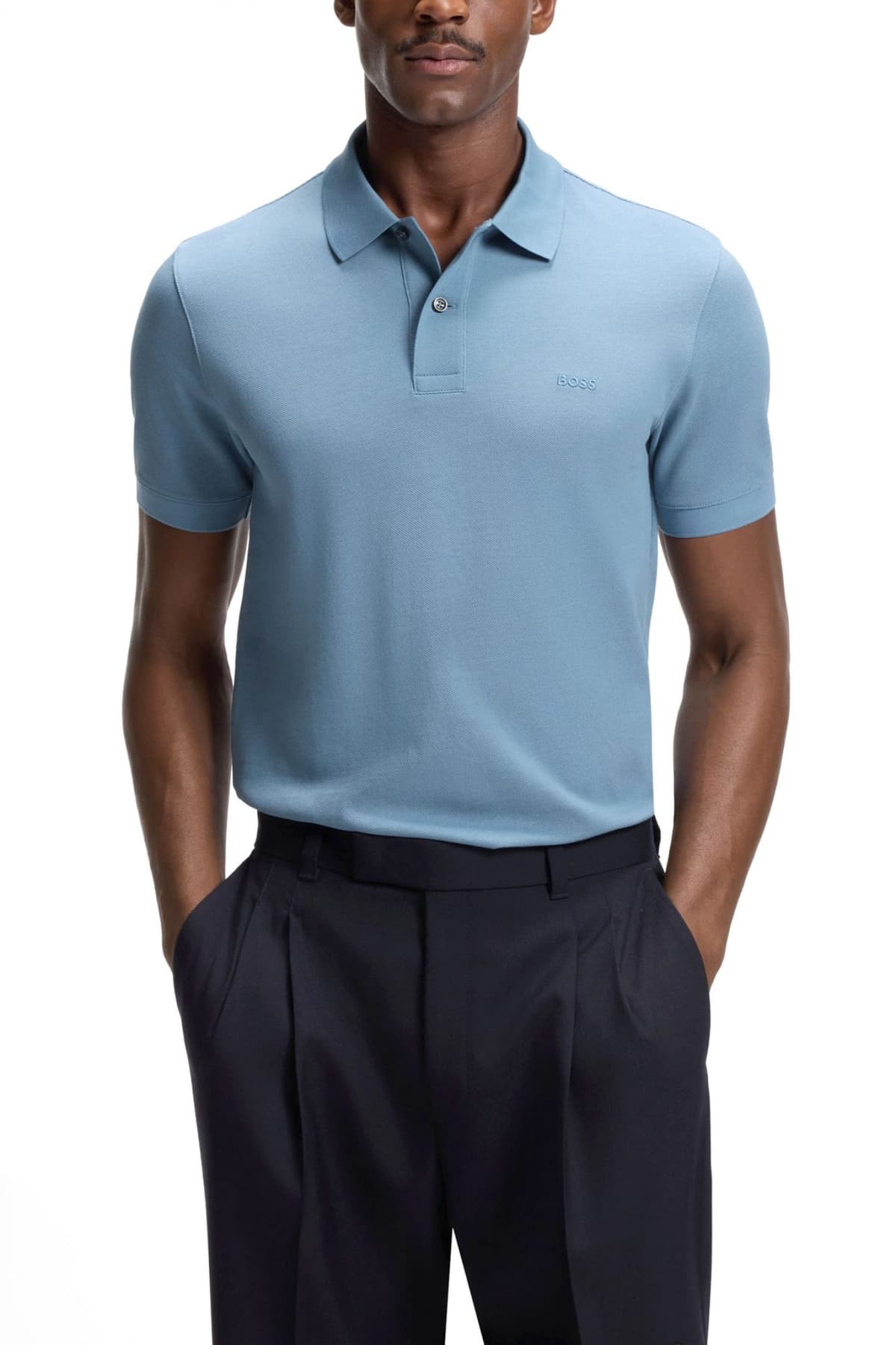 BOSS POLO REGULAR FIT PALLAS ΓΑΛΑΖΙΟ