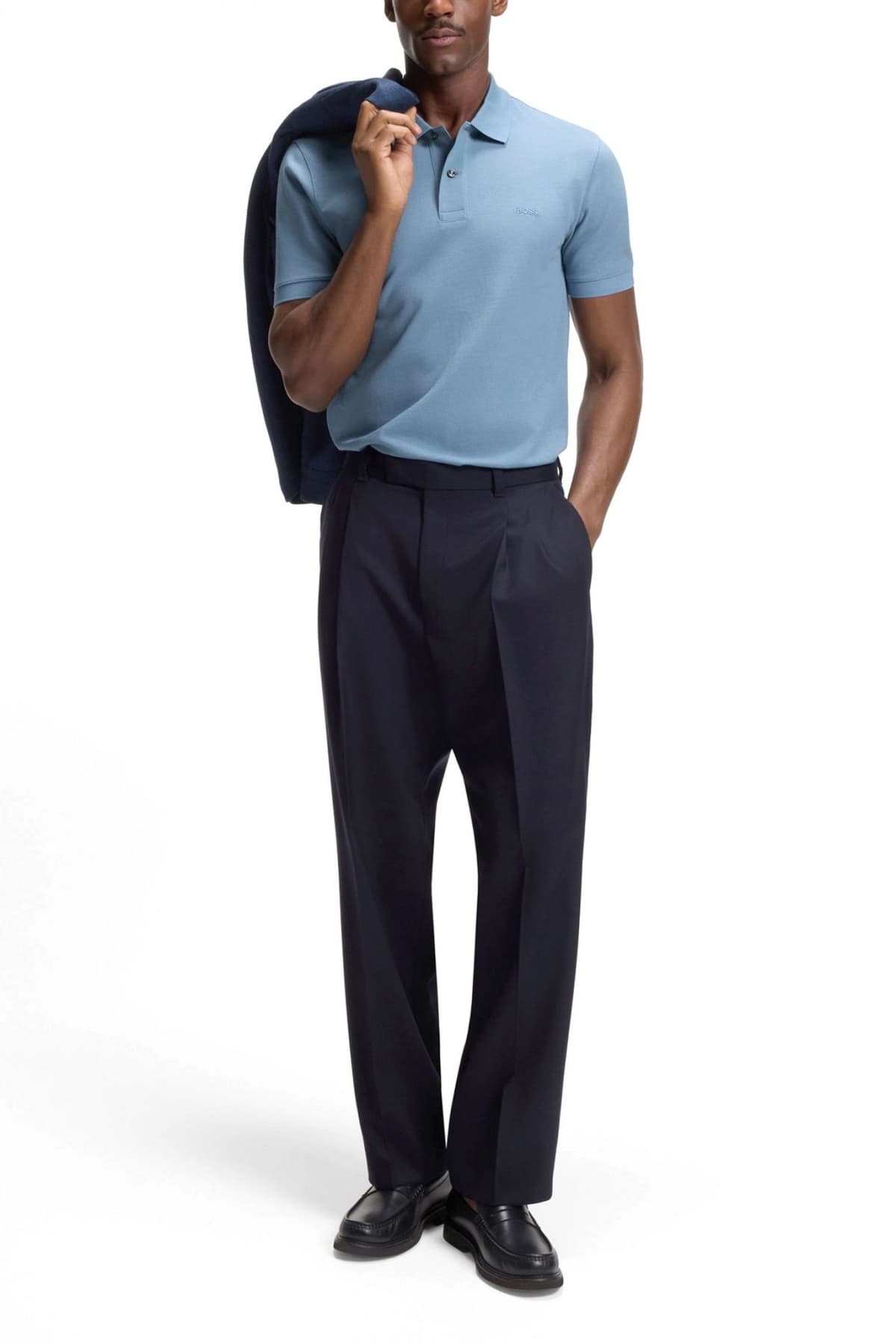 BOSS POLO REGULAR FIT PALLAS ΓΑΛΑΖΙΟ