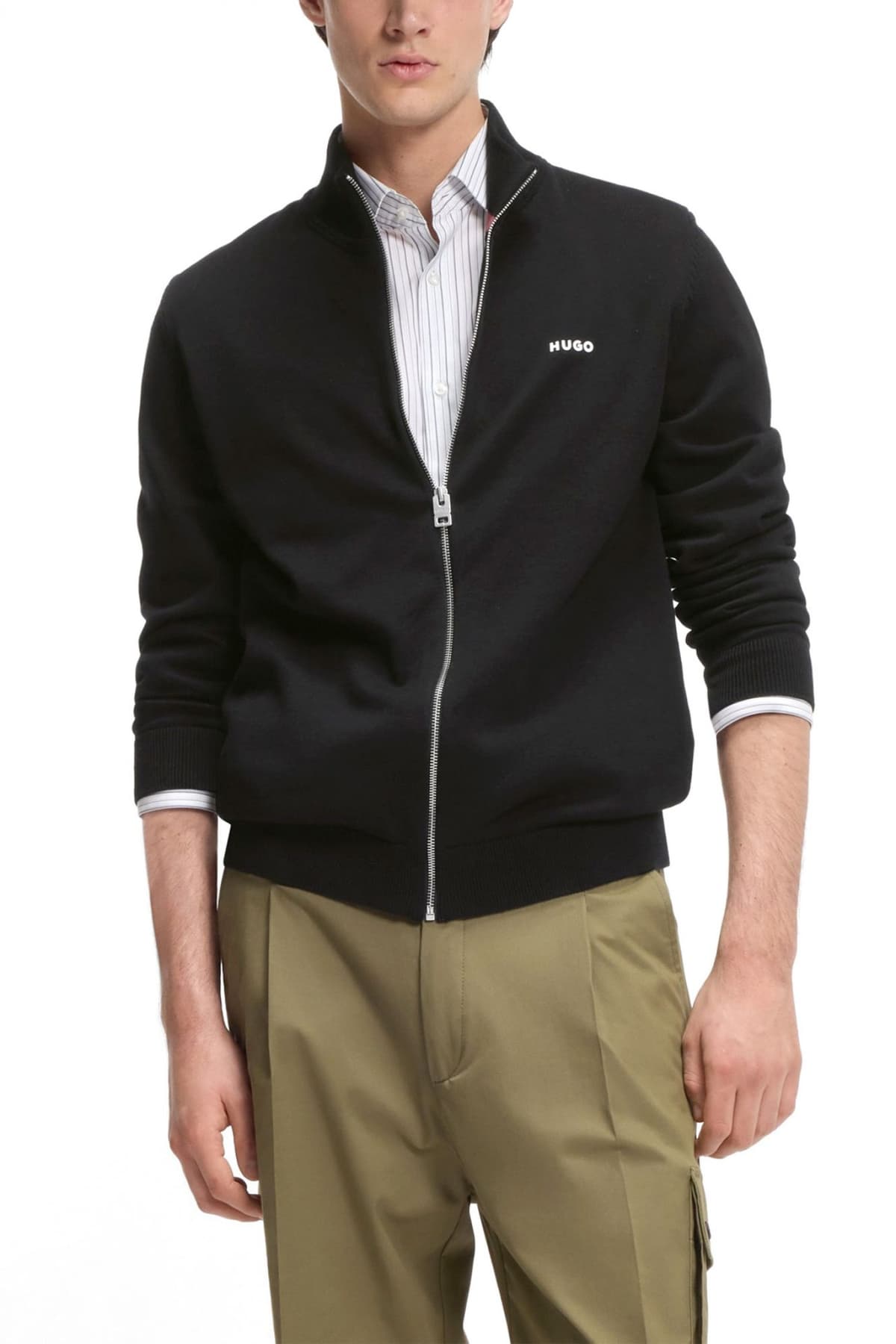 HUGO ΠΛΕΚΤΟ FULLZIP SAN JACOMO-C LOGO ΜΑΥΡΟ