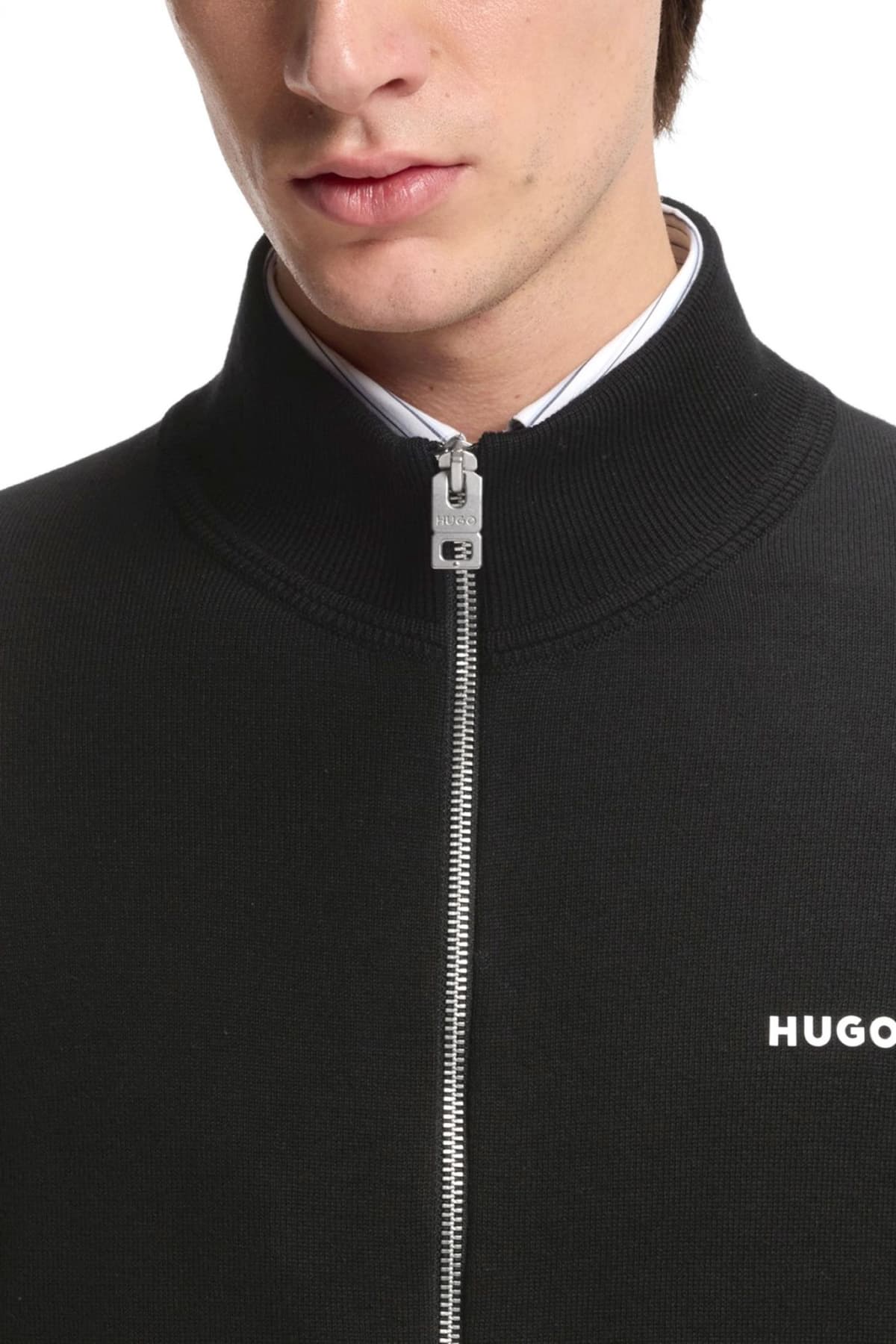 HUGO ΠΛΕΚΤΟ FULLZIP SAN JACOMO-C LOGO ΜΑΥΡΟ