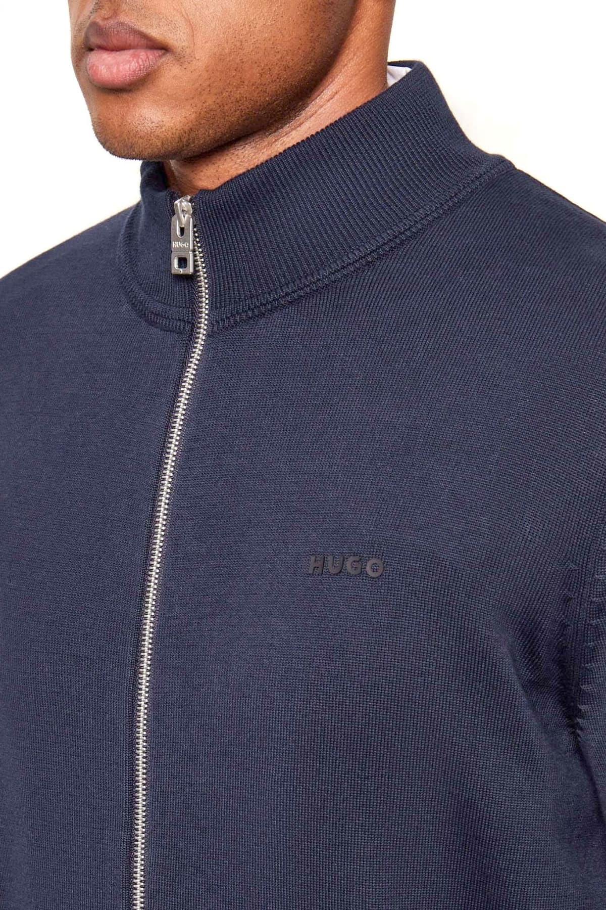 HUGO ΠΛΕΚΤΟ FULLZIP SAN JACOMO-C LOGO ΜΠΛΕ