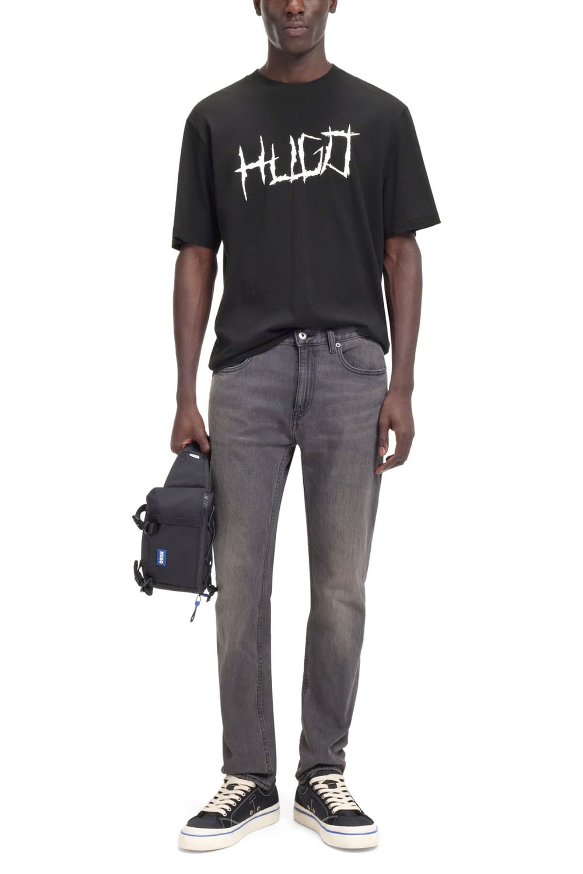 HUGO BLUE T-SHIRT NAMERIX ΜΑΥΡΟ