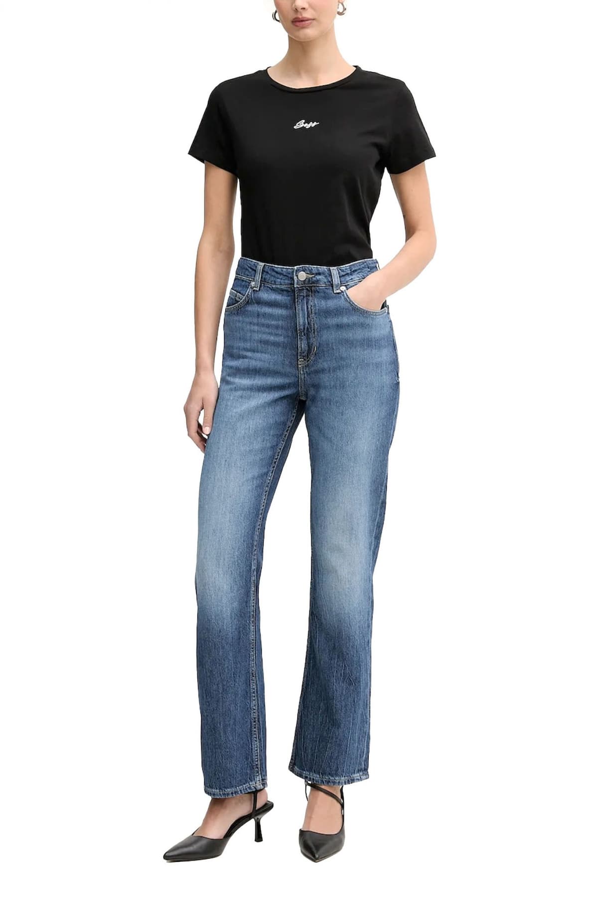 BOSS CASUAL T-SHIRT C_ELOVE_EMBRO LOGO ΜΑΥΡΟ