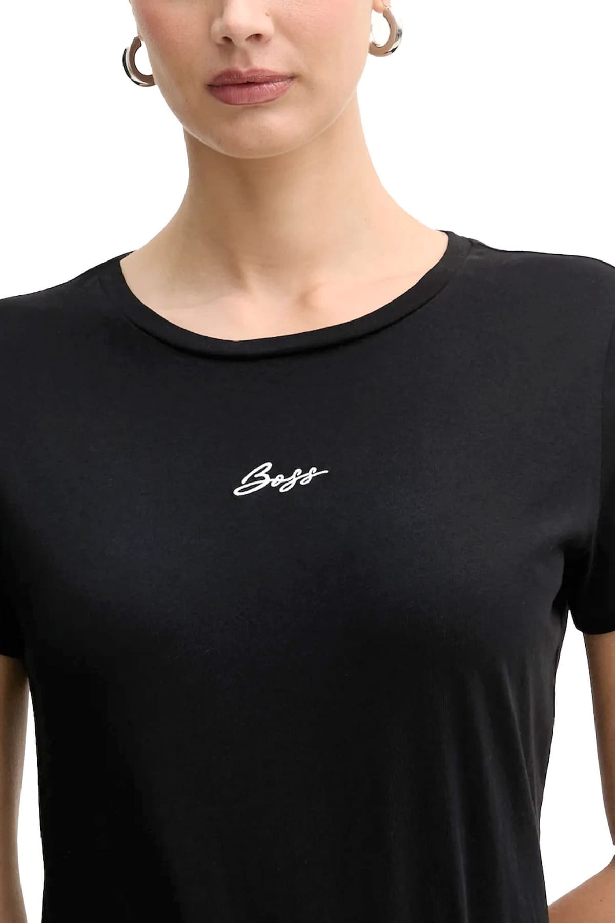 BOSS CASUAL T-SHIRT C_ELOVE_EMBRO LOGO ΜΑΥΡΟ