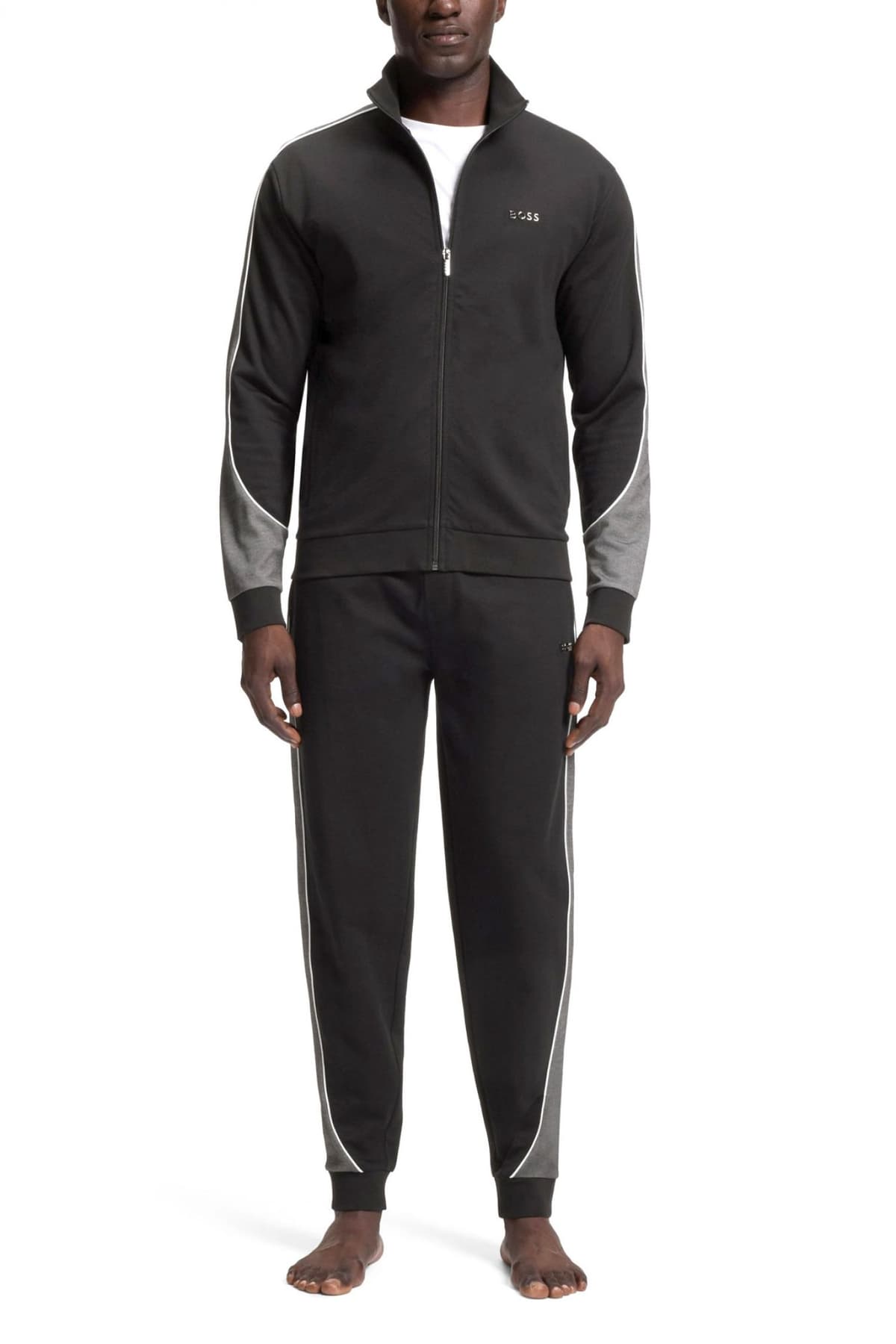 BOSS HOMEWEAR ΦΟΥΤΕΡ FULLZIP TRACKSUIT JACKET ΜΑΥΡΟ