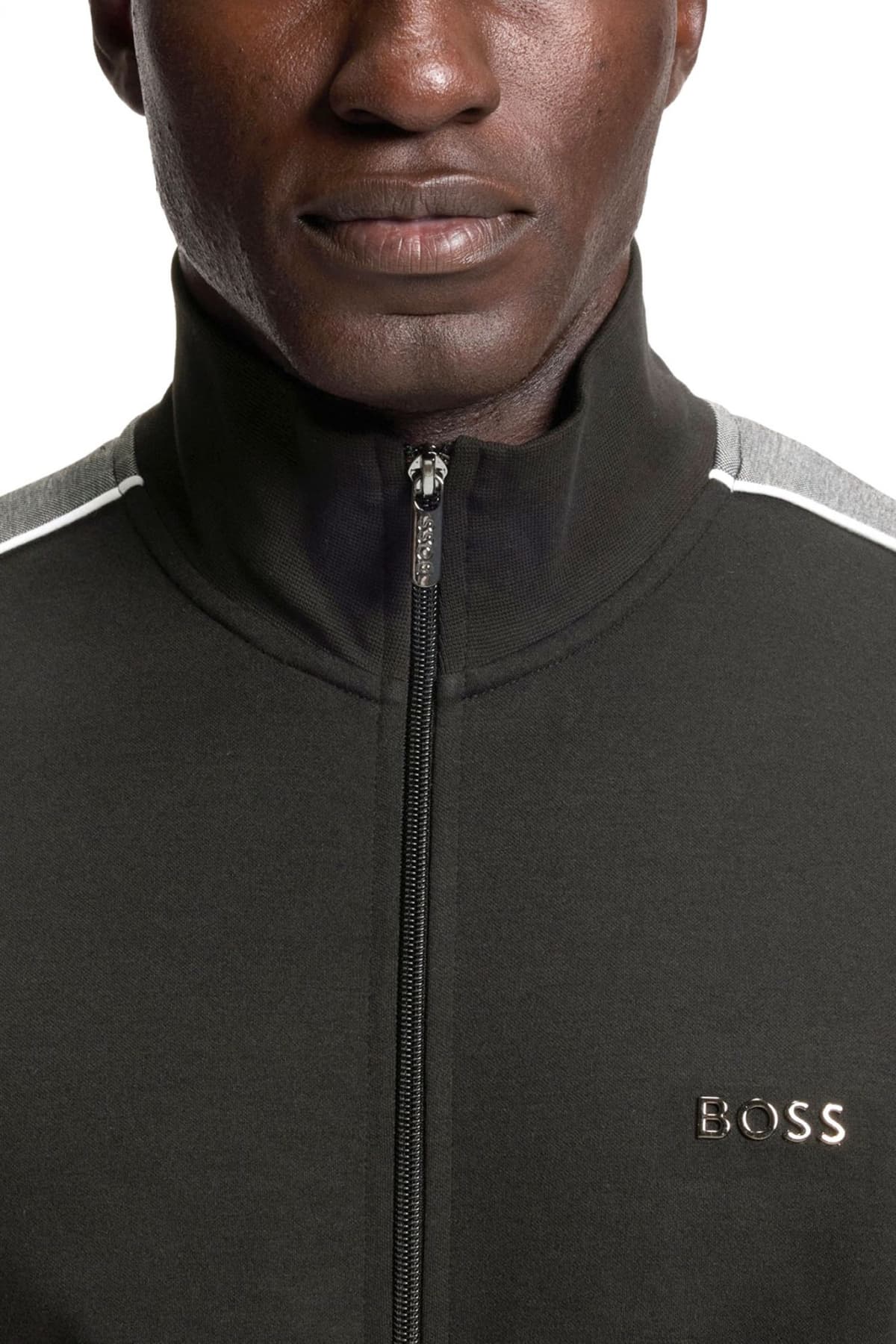 BOSS HOMEWEAR ΦΟΥΤΕΡ FULLZIP TRACKSUIT JACKET ΜΑΥΡΟ