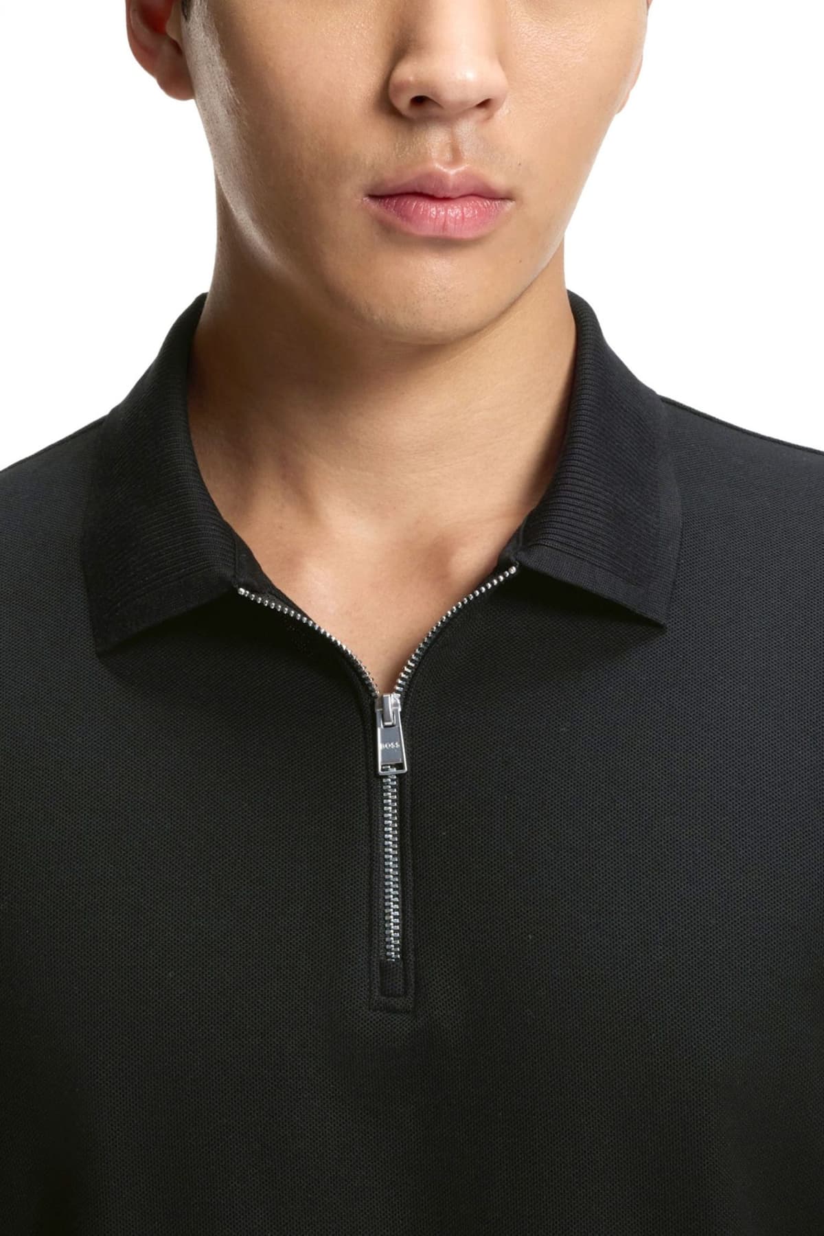 BOSS POLO HALFZIP C-PEI 04 ΜΑΥΡΟ