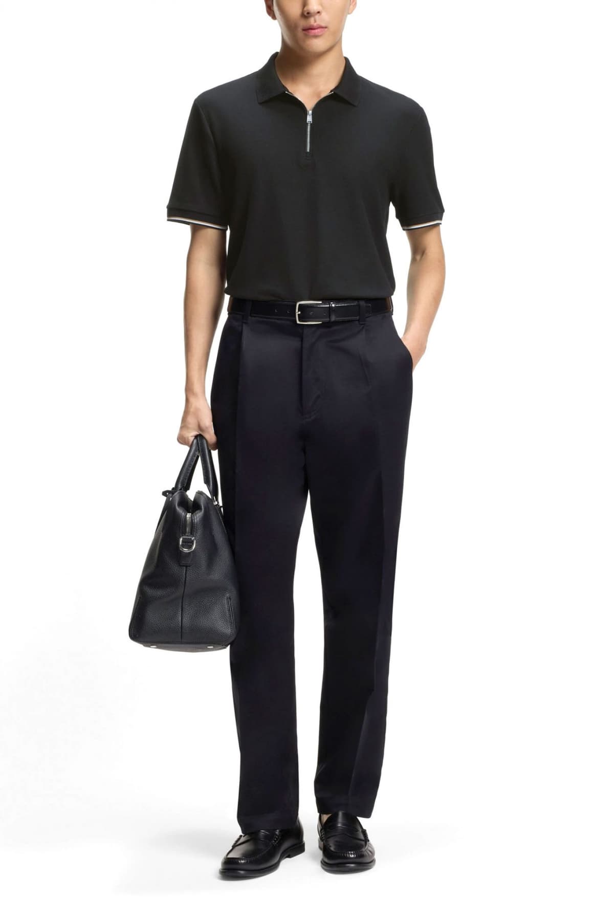 BOSS POLO HALFZIP C-PEI 04 ΜΑΥΡΟ