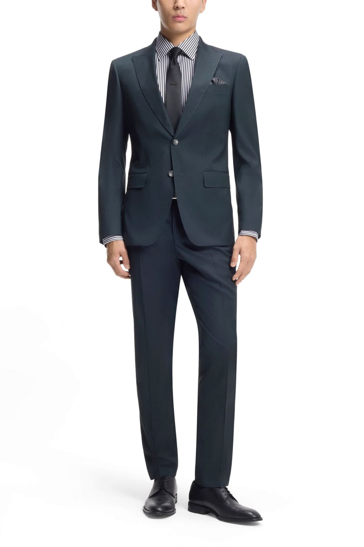 BOSS ΠΟΥΚΑΜΙΣΟ ΡΙΓΕ REGULAR FIT EASY IRON H-JOE-K-C1-261 ΜΠΛΕ-ΛΕΥΚΟ