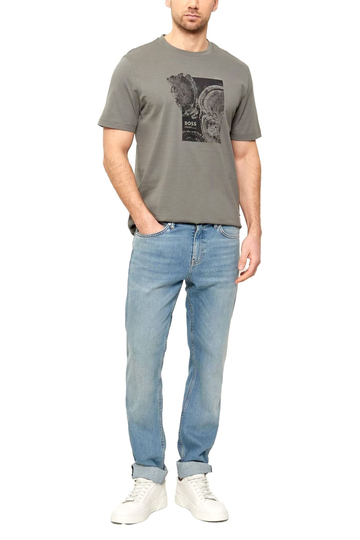 BOSS CASUAL T-SHIRT TE_IMPRINT ΓΚΡΙ