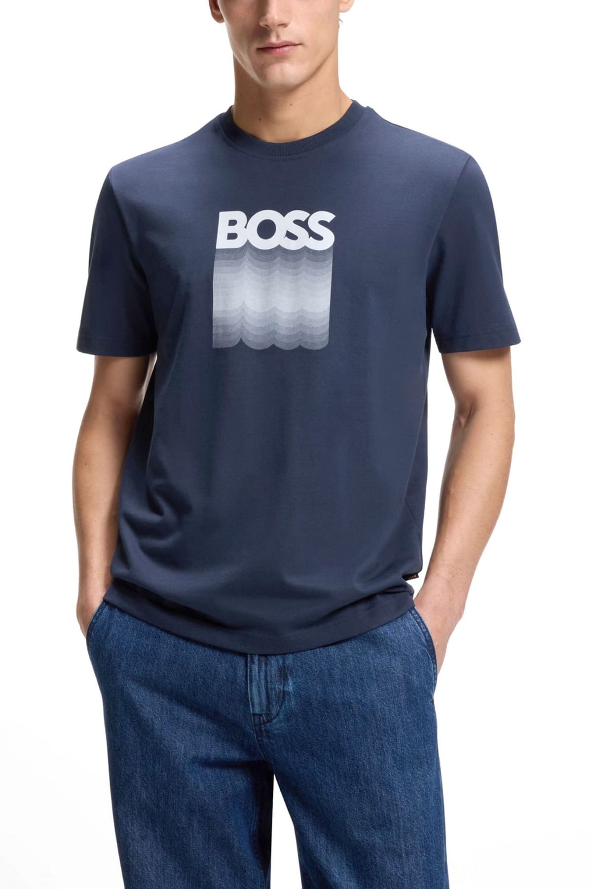BOSS CASUAL T-SHIRT TE_INSIGNIA ΡΑΦ ΜΠΛΕ