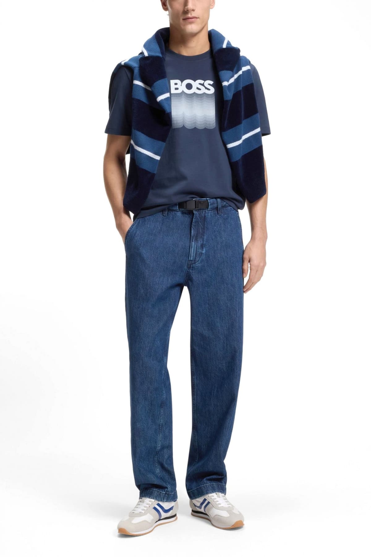 BOSS CASUAL T-SHIRT TE_INSIGNIA ΡΑΦ ΜΠΛΕ