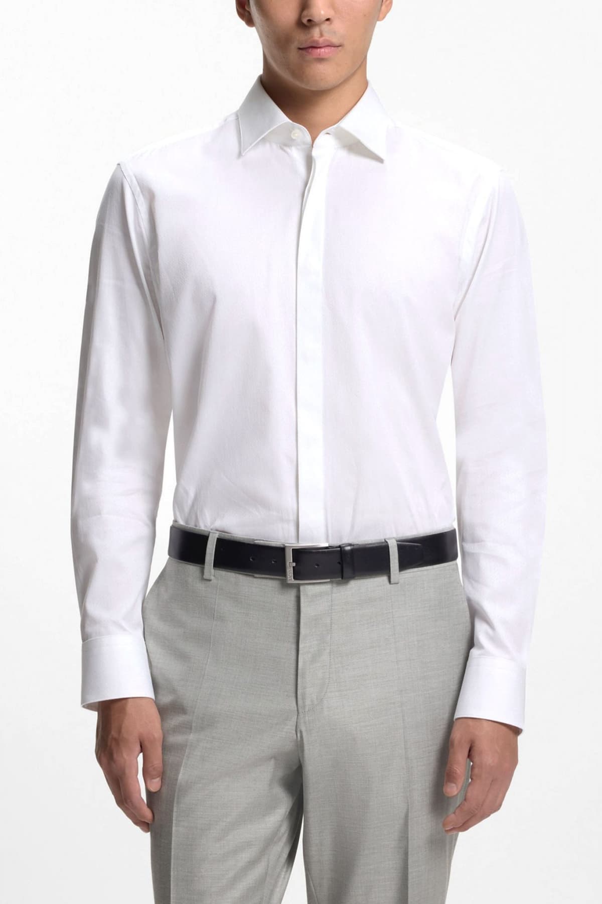 BOSS ΠΟΥΚΑΜΙΣΟ ΜΙΚΡΟΣΧΕΔΙΟ REGULR FIT H-JOE-K-H-261 ΛΕΥΚΟ