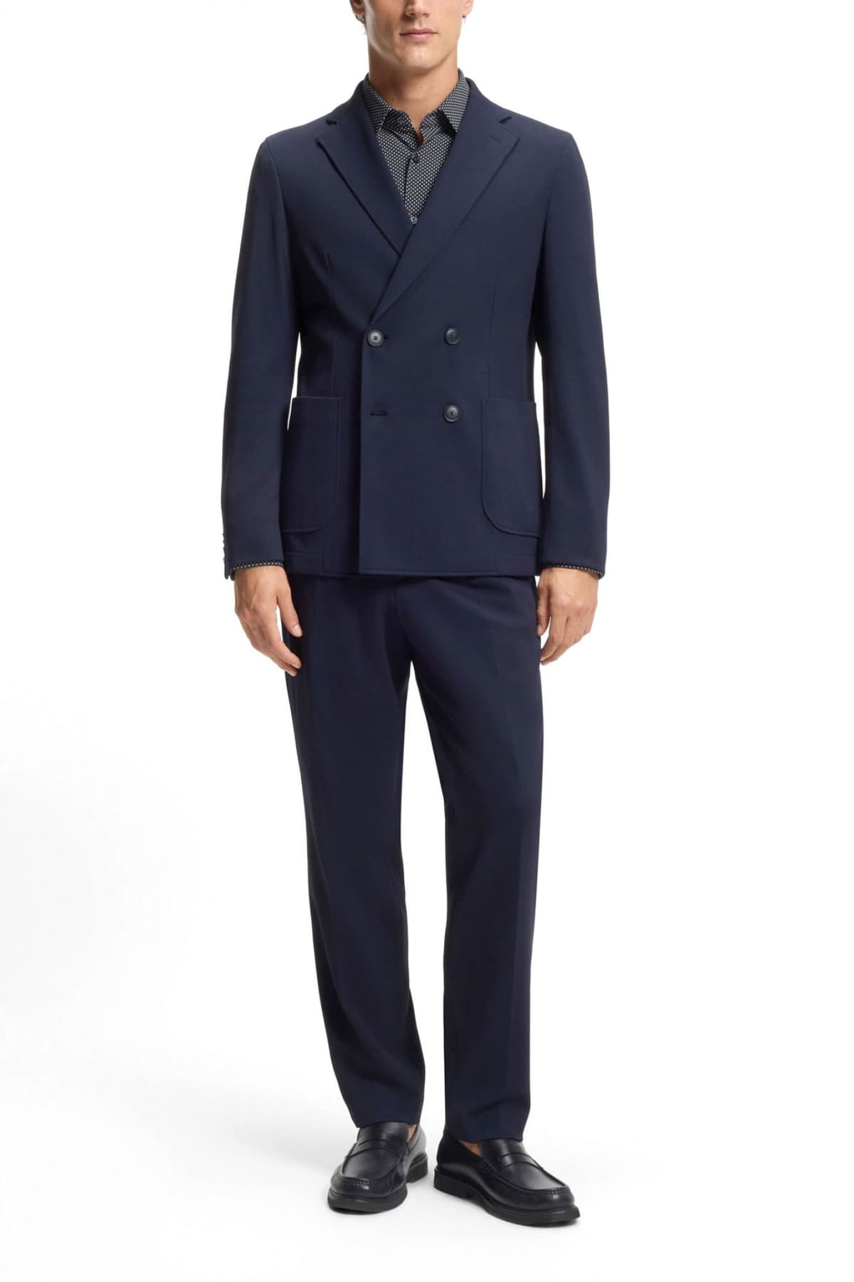 BOSS PERFORMANCE ΠΟΥΚΑΜΙΣΟ ΠΟΥΑ SLIM FIT P-HANK-S-K-261 ΜΠΛΕ-ΛΕΥΚΟ