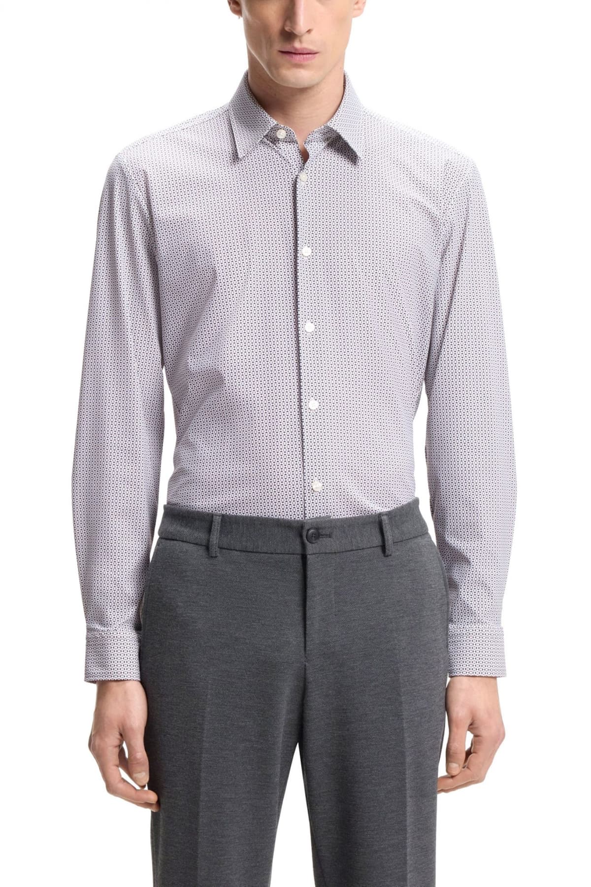 BOSS PERFORMANCE ΠΟΥΚΑΜΙΣΟ ΜΙΚΡΟΣΕΧΔΙΟ SLIM FIT P-RON-K-F-261 ΜΠΕΖ-ΜΠΛΕ