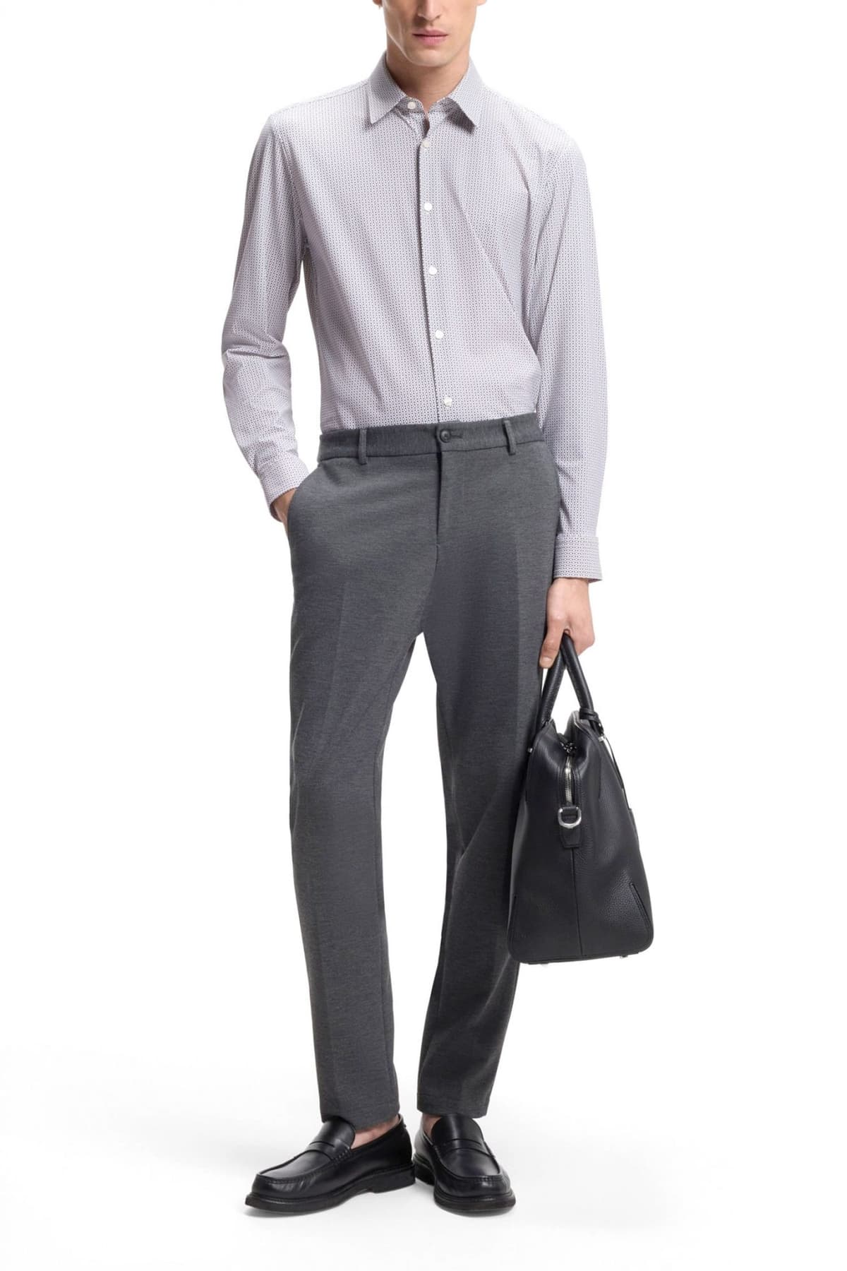 BOSS PERFORMANCE ΠΟΥΚΑΜΙΣΟ ΜΙΚΡΟΣΕΧΔΙΟ SLIM FIT P-RON-K-F-261 ΜΠΕΖ-ΜΠΛΕ