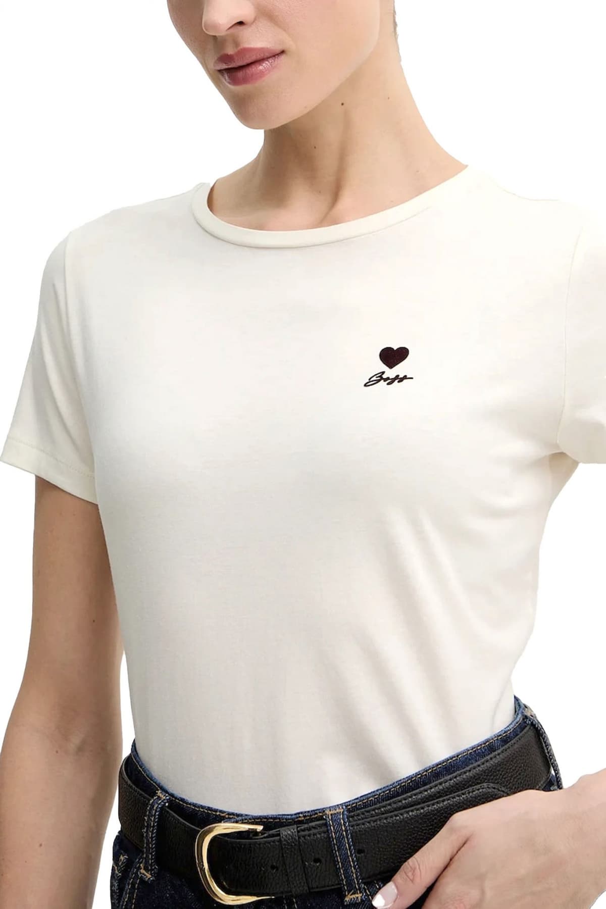 BOSS CASUAL T-SHIRT C_ELOVE_1 LOGO ΕΚΡΟΥ