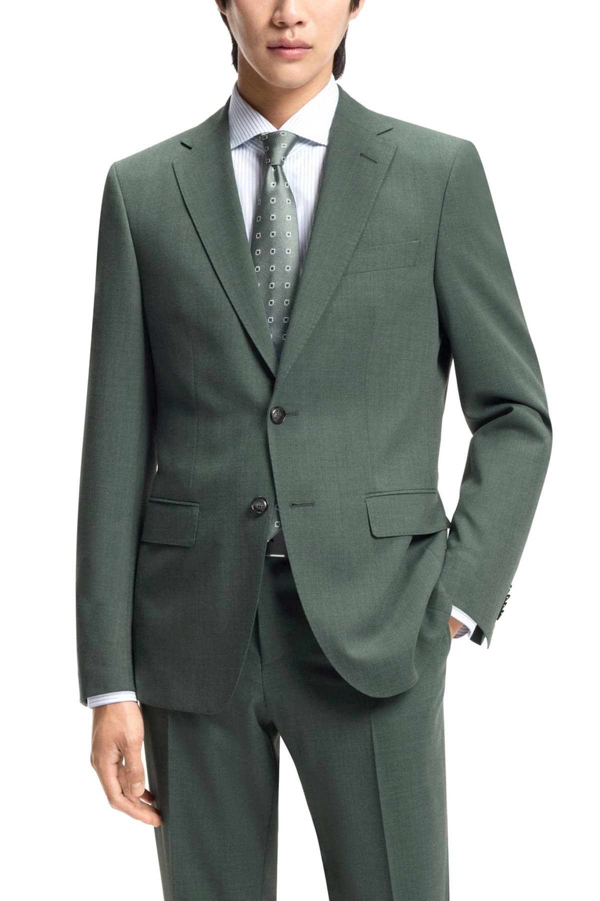 BOSS ΣΑΚΑΚΙ ΚΟΥΣΤΟΥΜΙΟΥ H-HUTSON-251 SLIM FIT BI-STRETCH WASHABLE EASY CARE ΠΡΑΣΙΝΟ