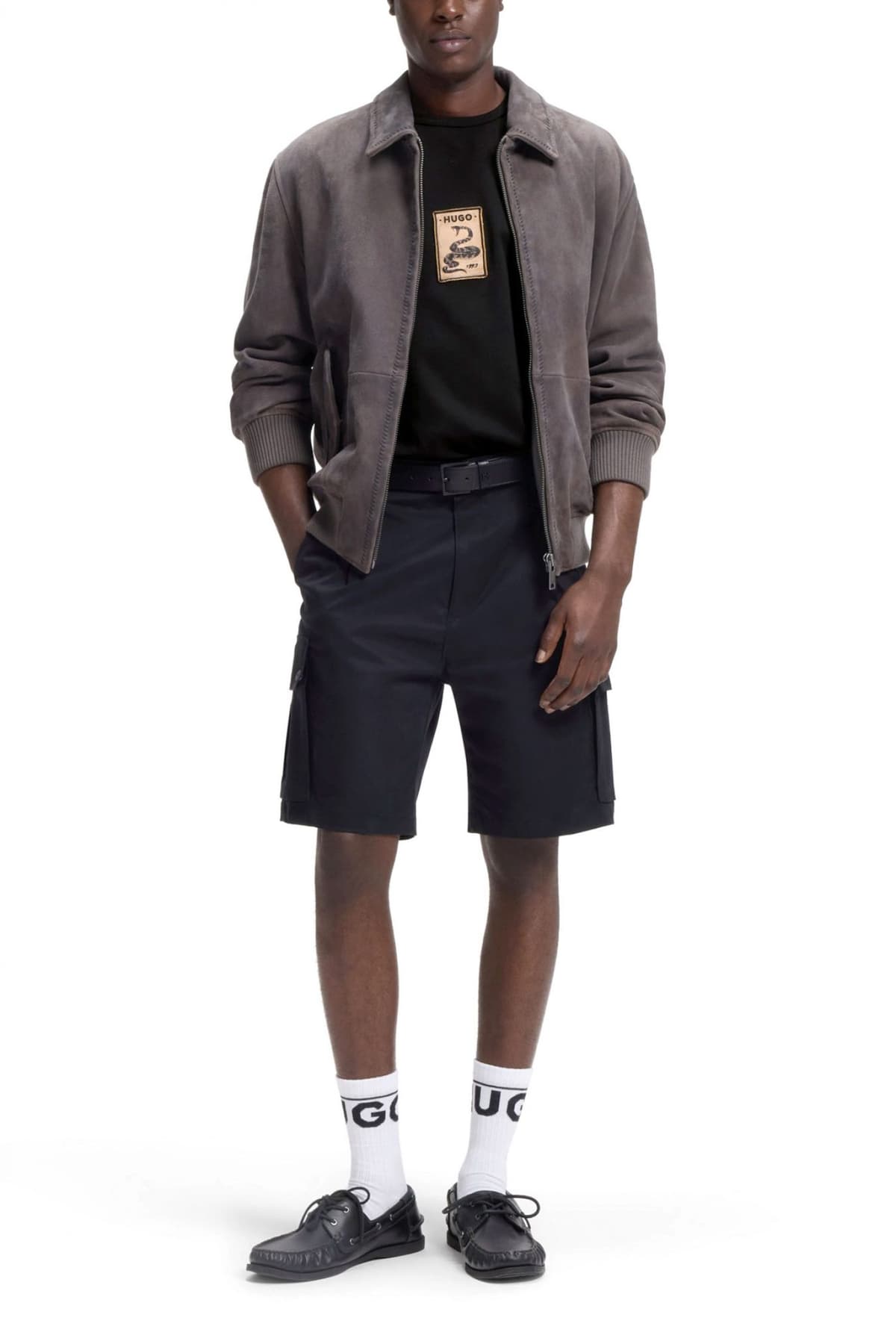 HUGO T-SHIRT DOBUL LOGO SNAKE ΜΑΥΡΟ