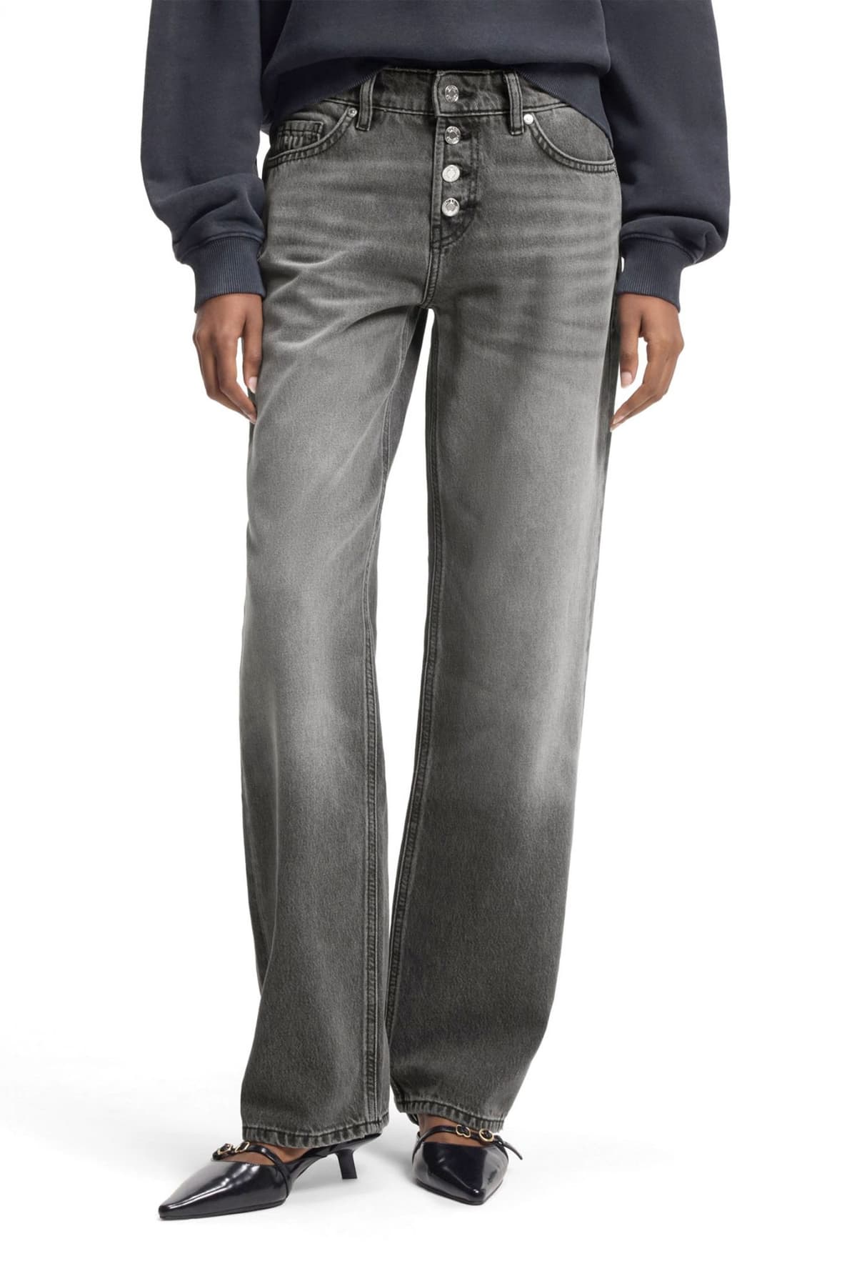 HUGO ΠΑΝΤΕΛΟΝΙ JEANS GILISSI_5 STRAIGHT FIT HIGH RISE ΓΚΡΙ