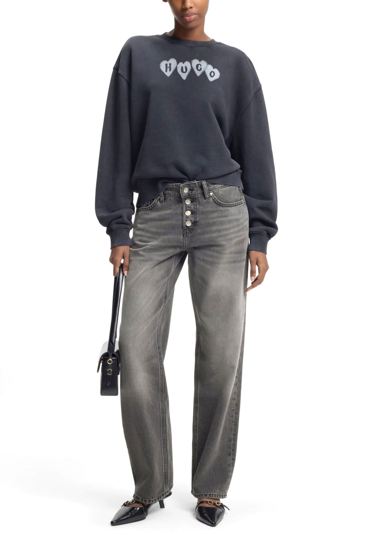 HUGO ΠΑΝΤΕΛΟΝΙ JEANS GILISSI_5 STRAIGHT FIT HIGH RISE ΓΚΡΙ