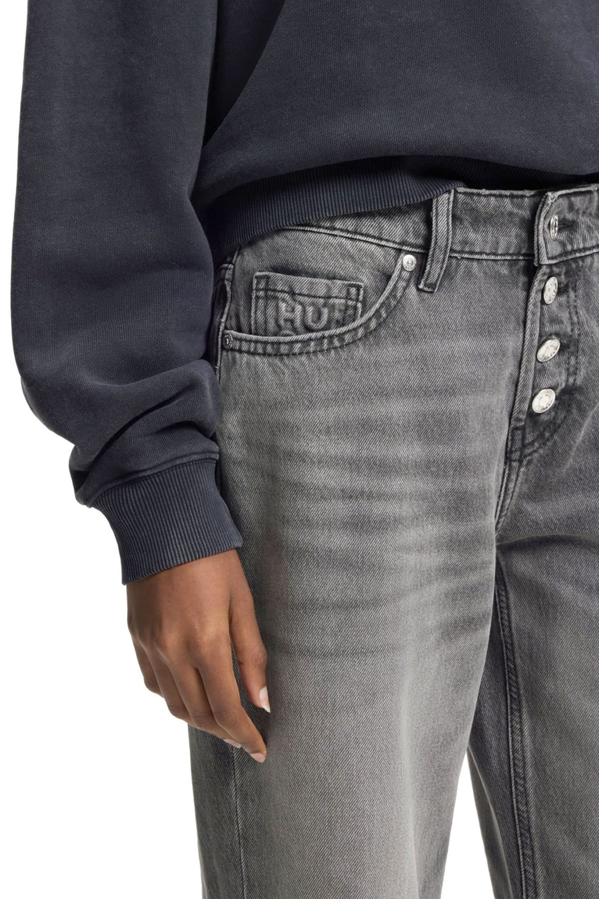 HUGO ΠΑΝΤΕΛΟΝΙ JEANS GILISSI_5 STRAIGHT FIT HIGH RISE ΓΚΡΙ