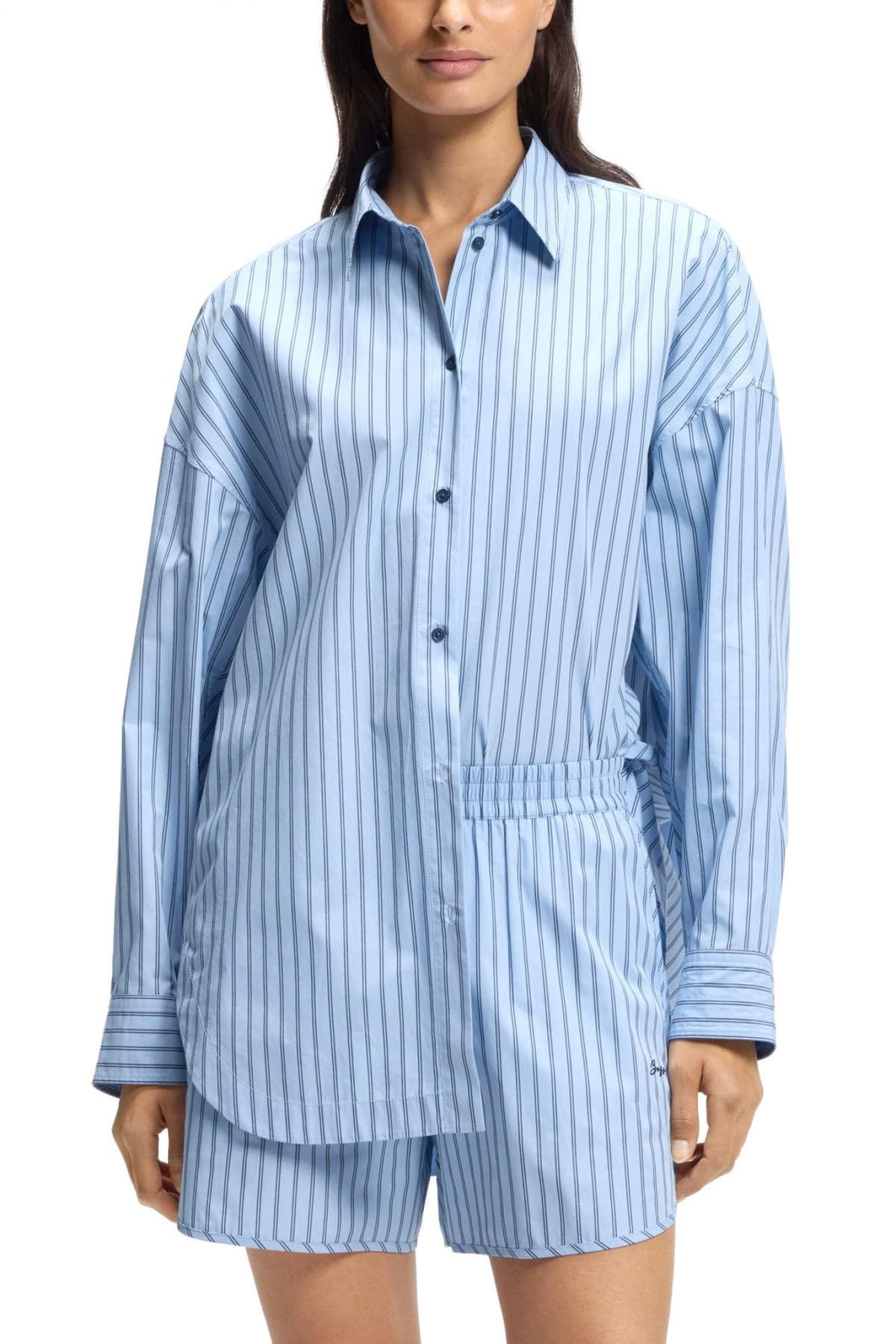 BOSS CASUAL ΠΟΥΚΑΜΙΣΟ ΡΙΓΕ C_BOSTATTA OVERSIZED ΣΙΕΛ