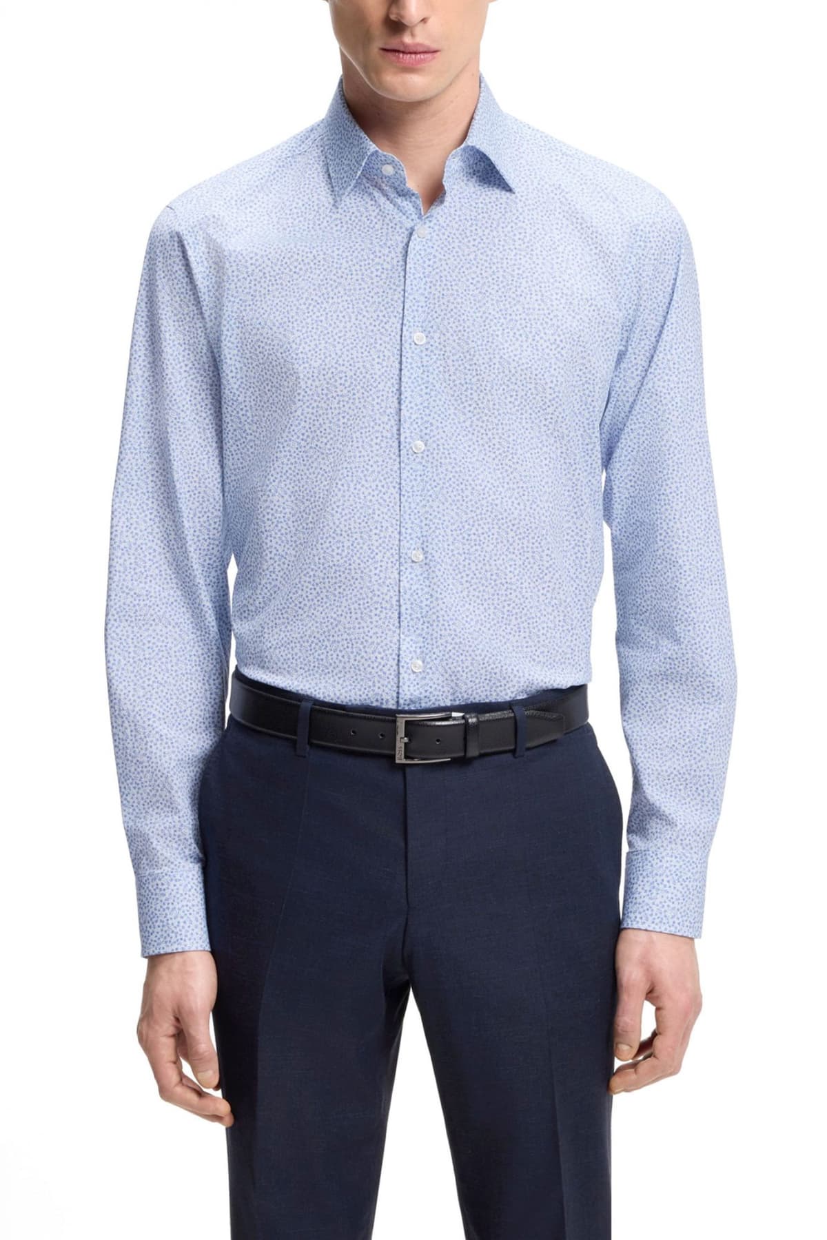 BOSS ΠΟΥΚΑΜΙΣΟ FLORAL REGULAR FIT H-JOE-K-C1-261 ΣΙΕΛ-ΛΕΥΚΟ