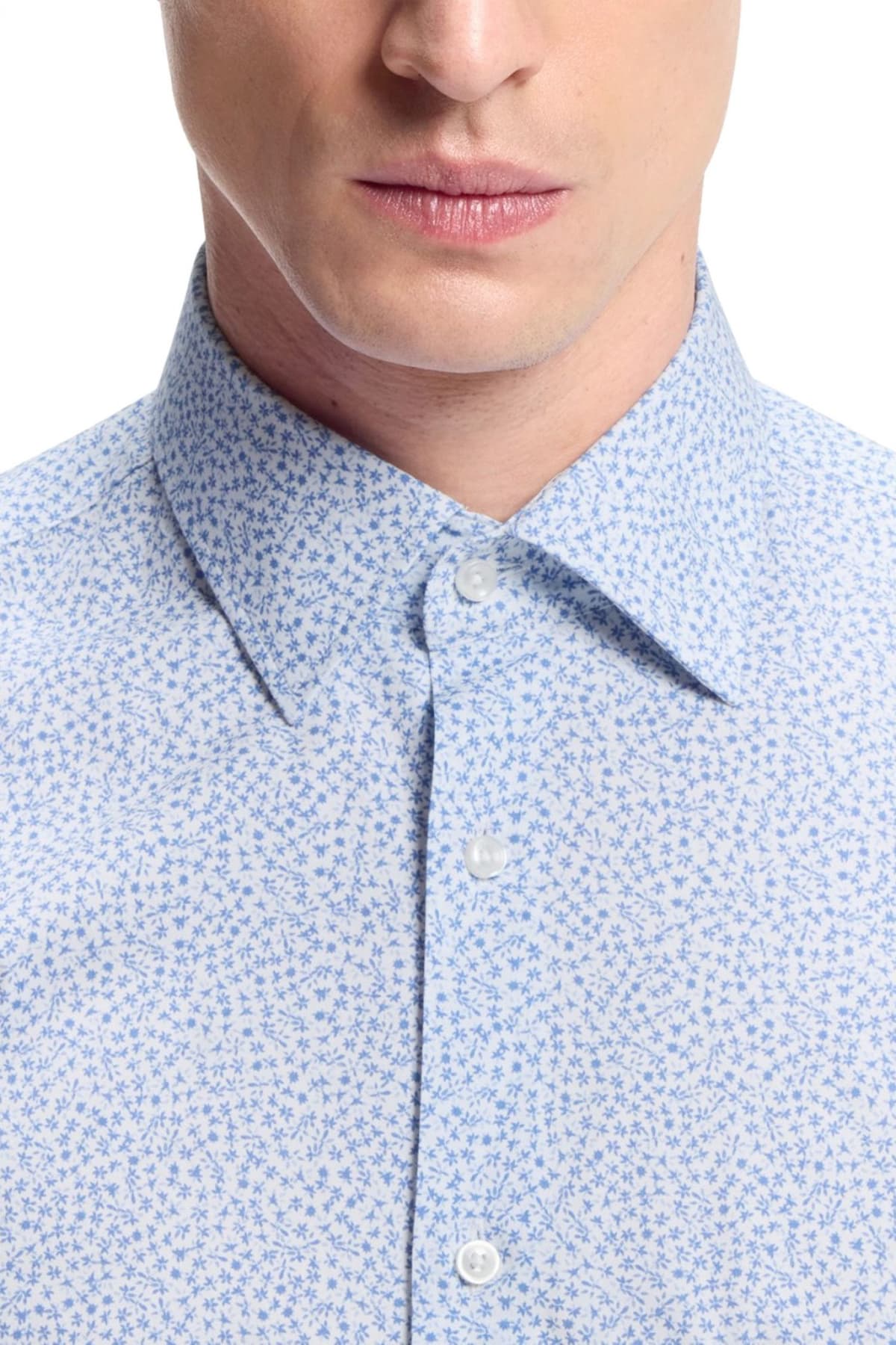 BOSS ΠΟΥΚΑΜΙΣΟ FLORAL REGULAR FIT H-JOE-K-C1-261 ΣΙΕΛ-ΛΕΥΚΟ