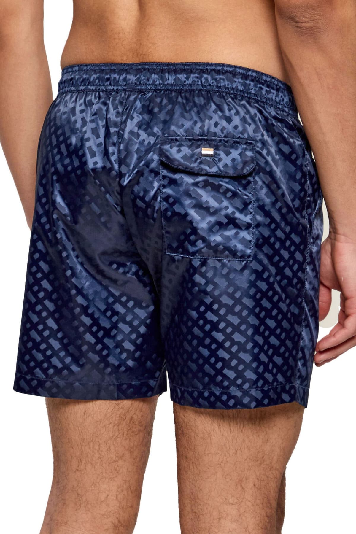 BOSS BEACHWEAR ΜΑΓΙΩ ALL OVER LOGO JAQCUES ΜΠΛΕ