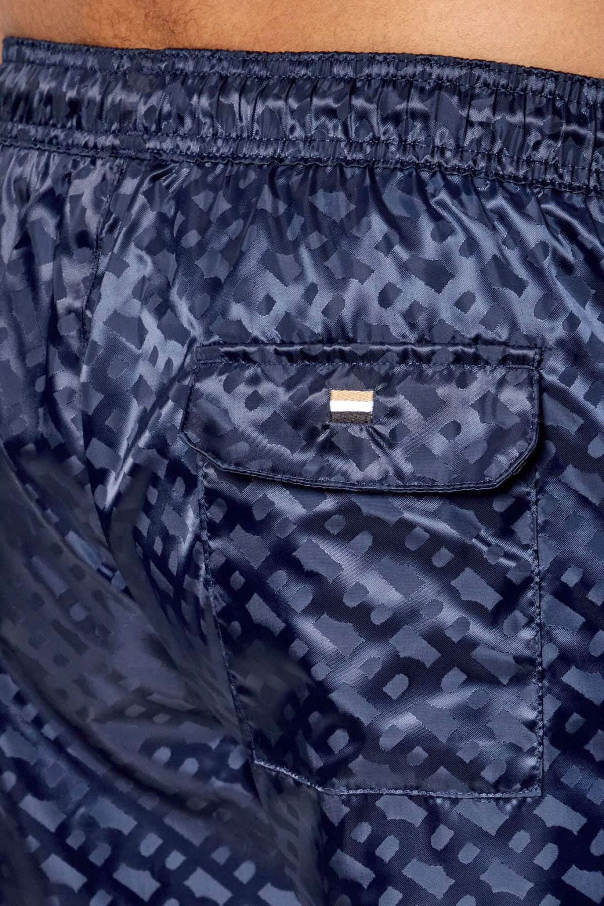 BOSS BEACHWEAR ΜΑΓΙΩ ALL OVER LOGO JAQCUES ΜΠΛΕ