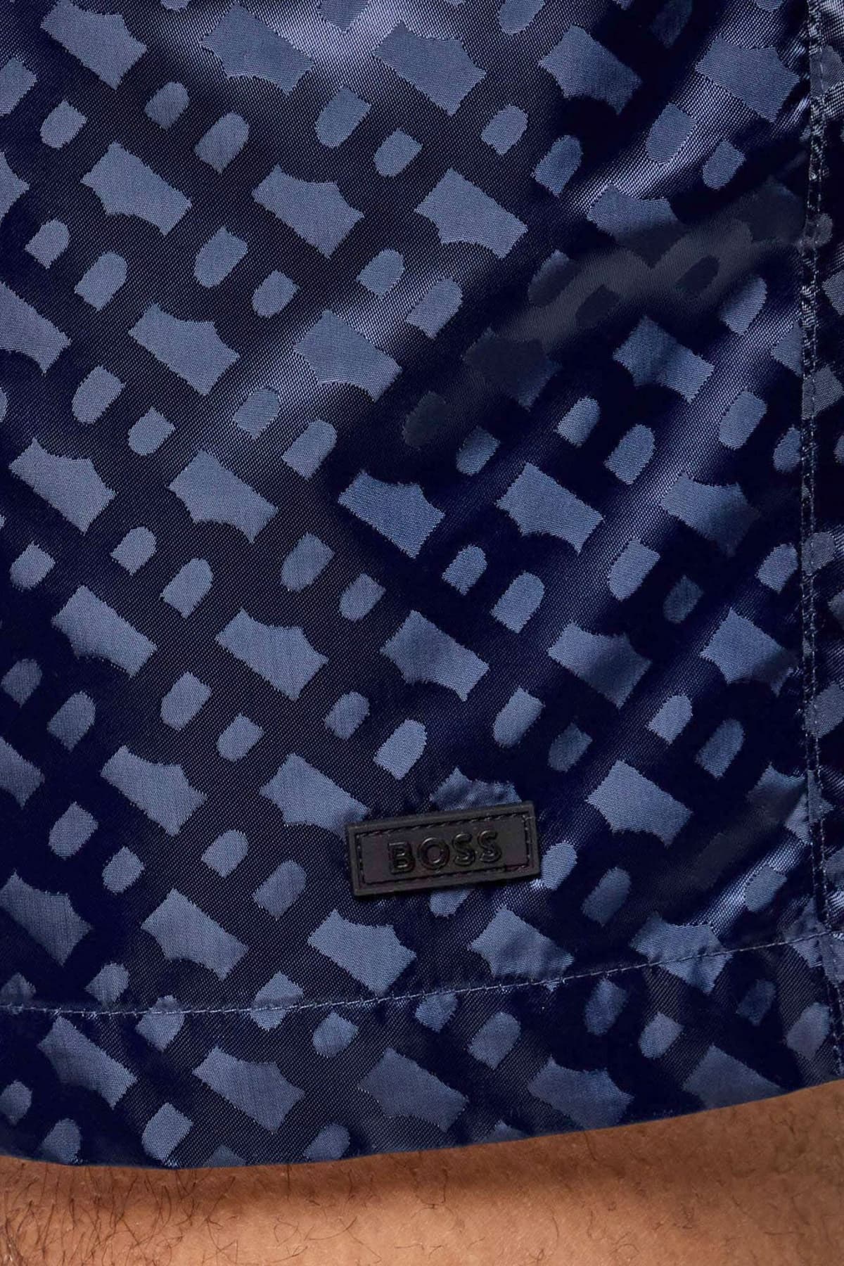 BOSS BEACHWEAR ΜΑΓΙΩ ALL OVER LOGO JAQCUES ΜΠΛΕ