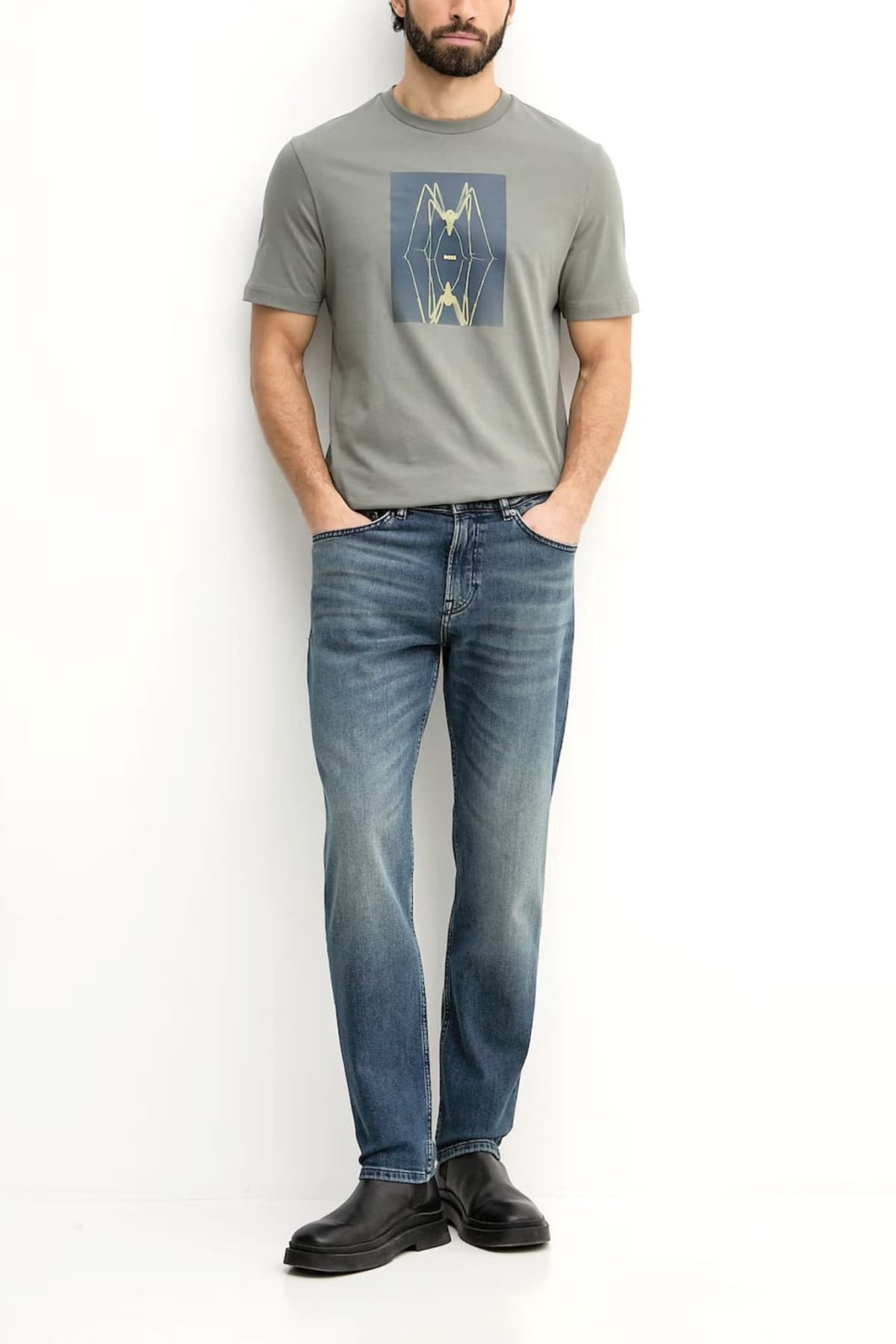 BOSS CASUAL T-SHIRT TE-CREATURE ΓΚΡΙ