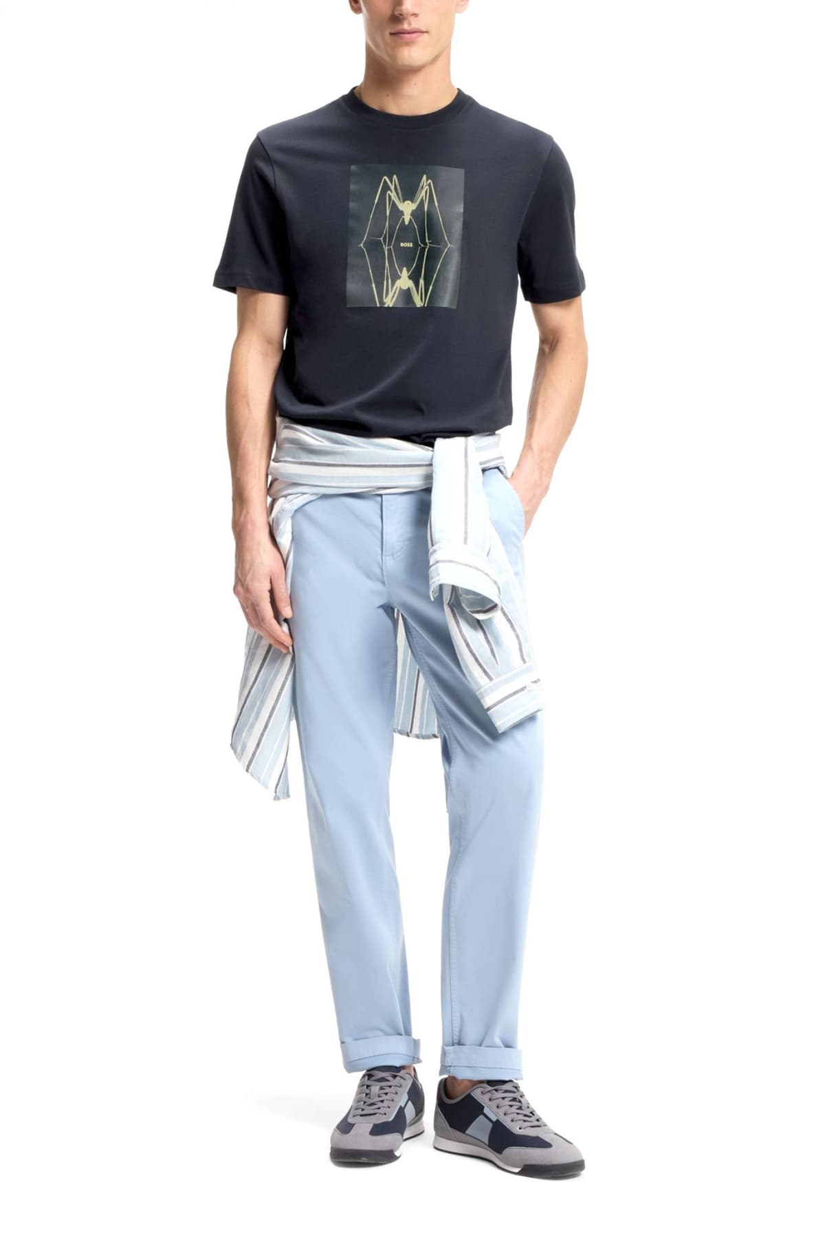 BOSS CASUAL T-SHIRT TE-CREATURE ΜΠΛΕ