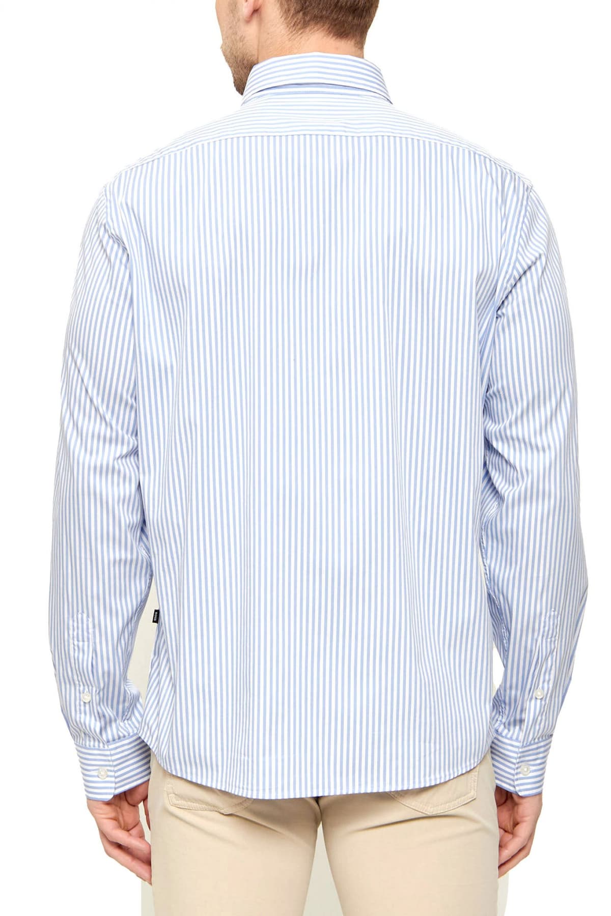 BOSS ΠΟΥΚΑΜΙΣΟ ΡΙΓΕ BUTTON DOWN REGULAR FIT STRETCH H-LIAM-BD-E-C1-261 ΣΙΕΛ-ΛΕΥΚΟ