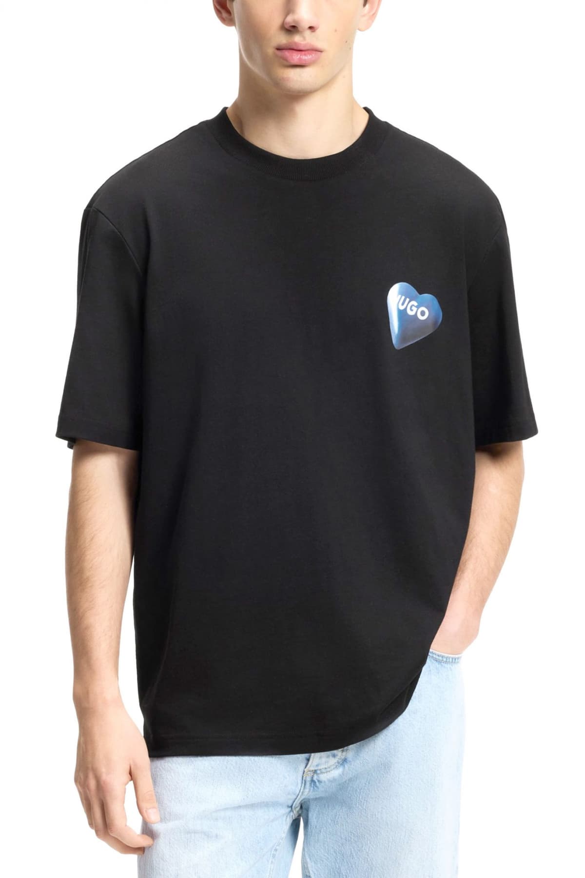 HUGO BLUE T-SHIRT NALENTINIO ΜΑΥΡΟ