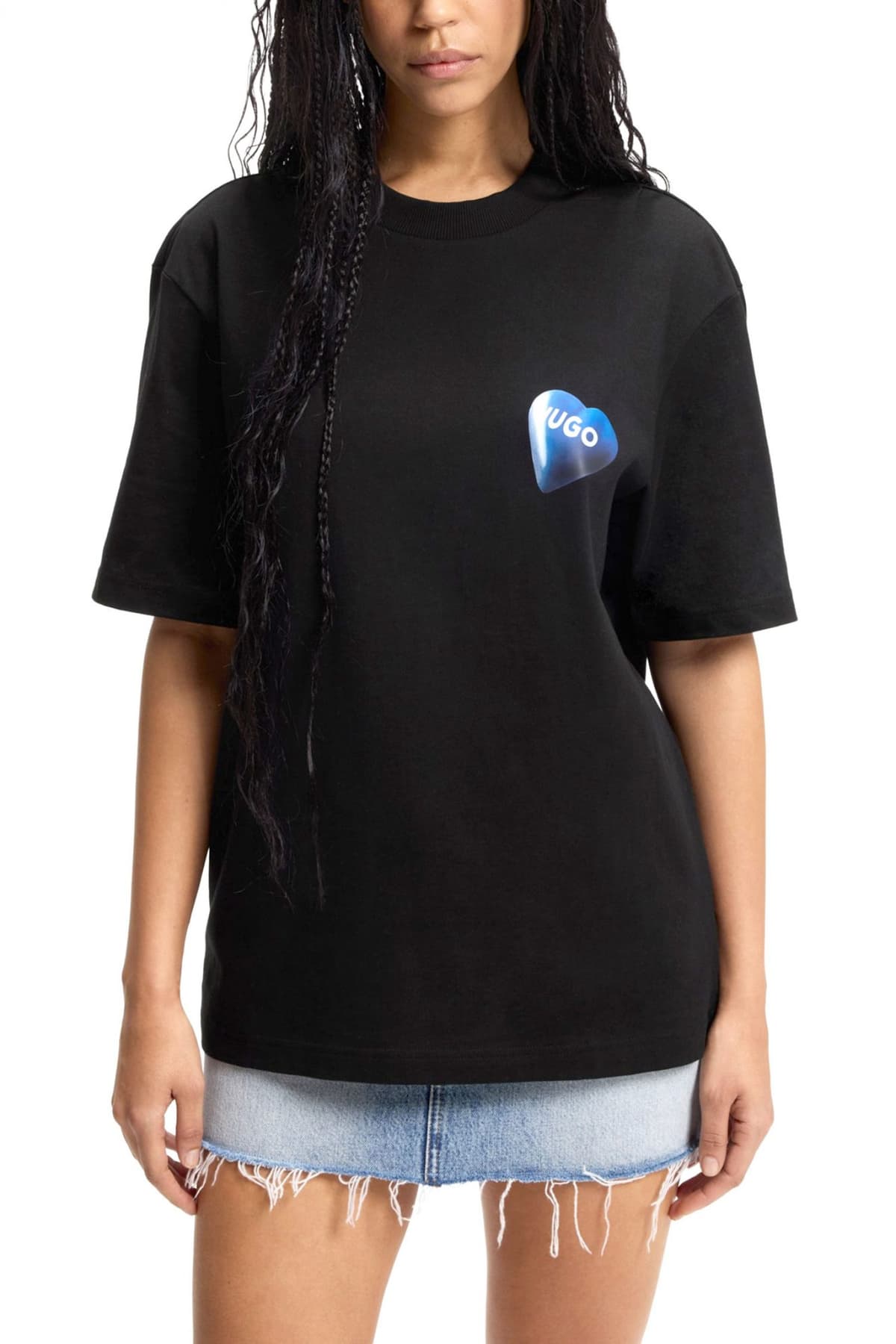 HUGO BLUE T-SHIRT NALENTINIO ΜΑΥΡΟ