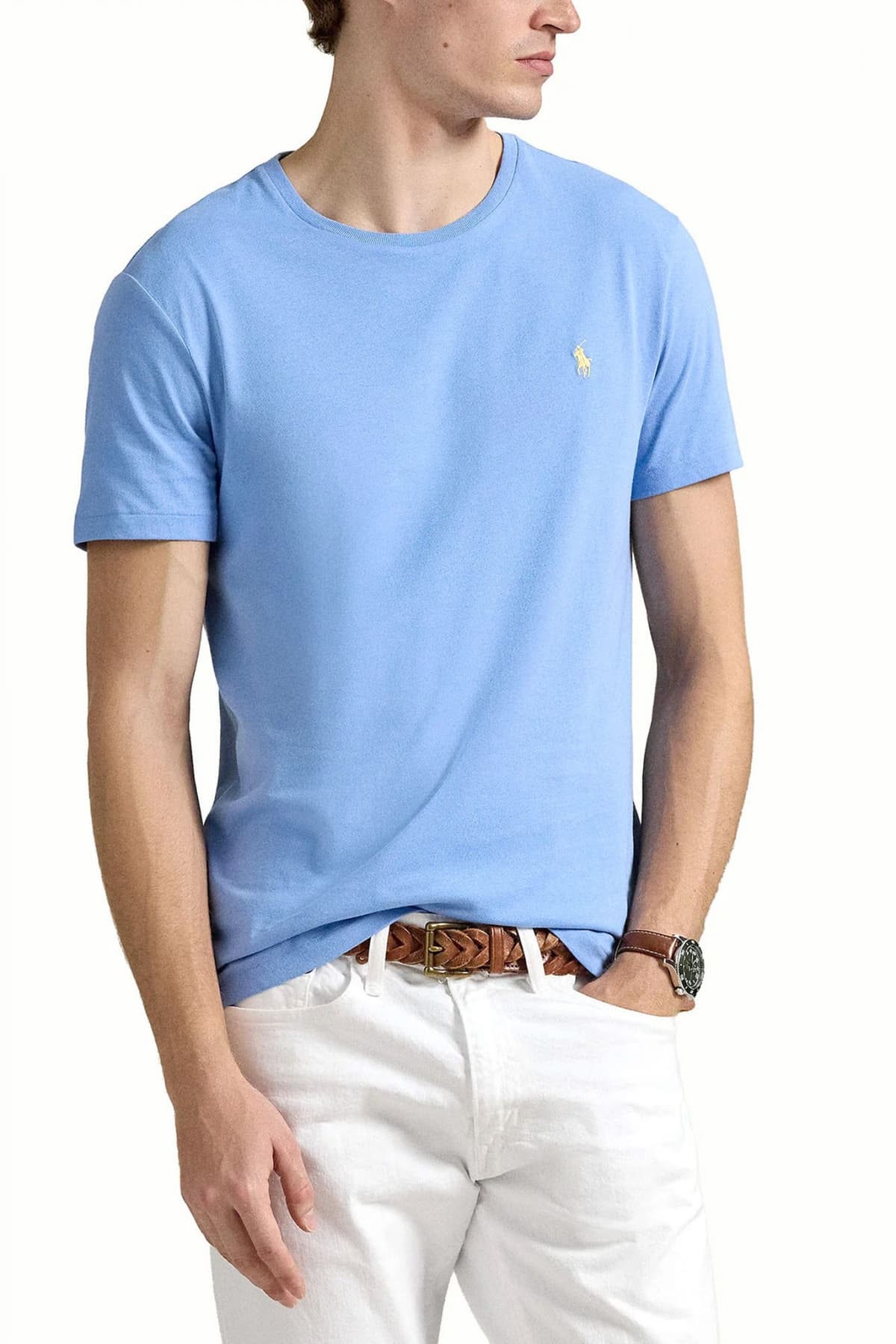 RALPH LAUREN T-SHIRT CUSTOM SLIM FIT LOGO ΣΙΕΛ
