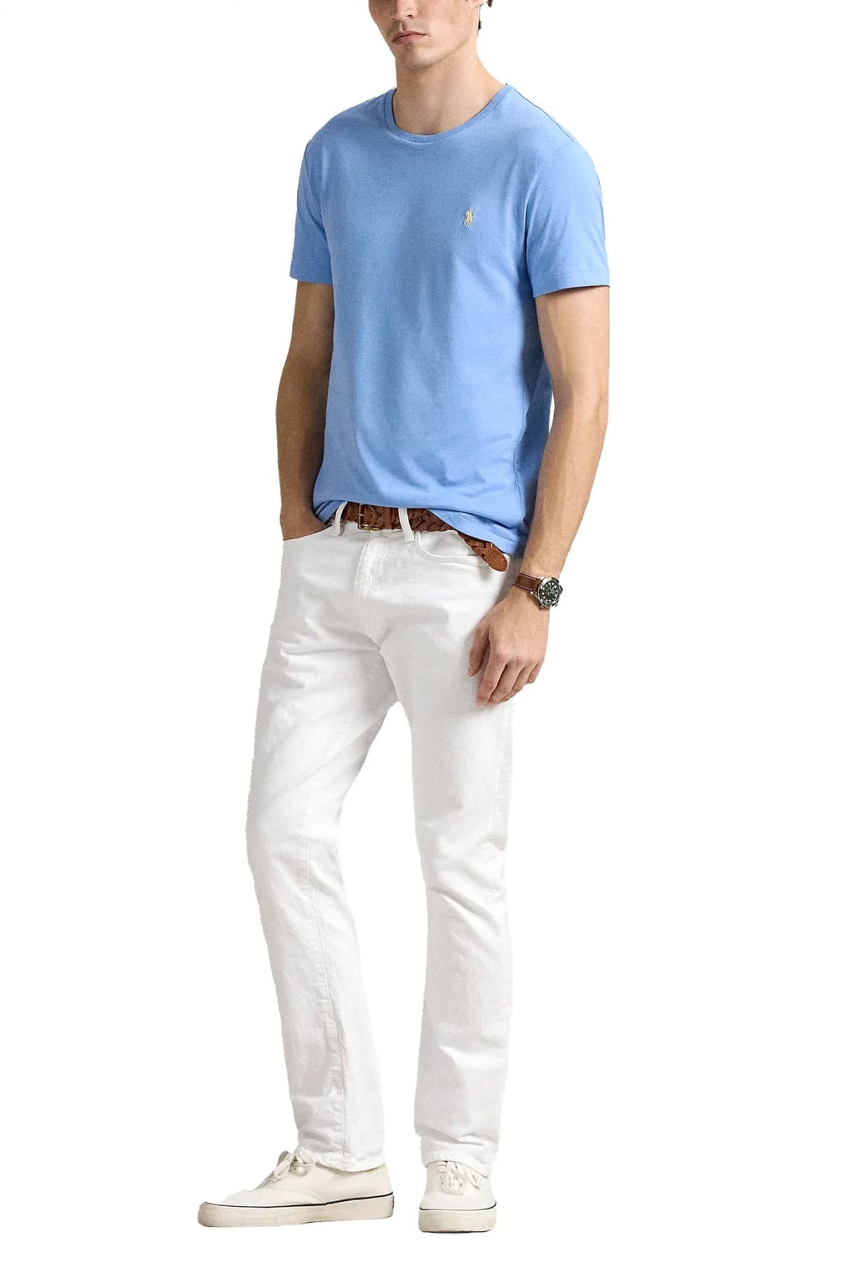 RALPH LAUREN T-SHIRT CUSTOM SLIM FIT LOGO ΣΙΕΛ