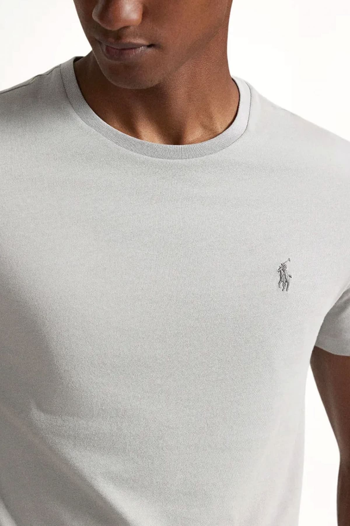 RALPH LAUREN T-SHIRT CUSTOM SLIM FIT LOGO ΓΚΡΙ